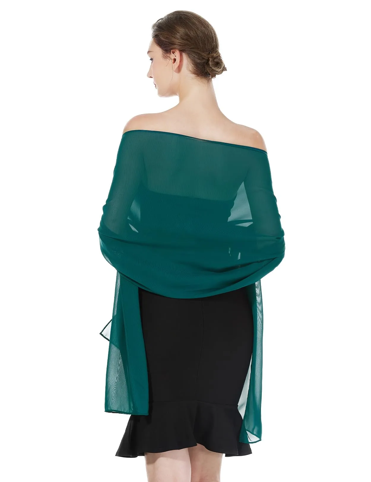 BEAUTELICATE Scialle Stola Donna in Chiffon Teal Blue - Taglia unica - immagine 2