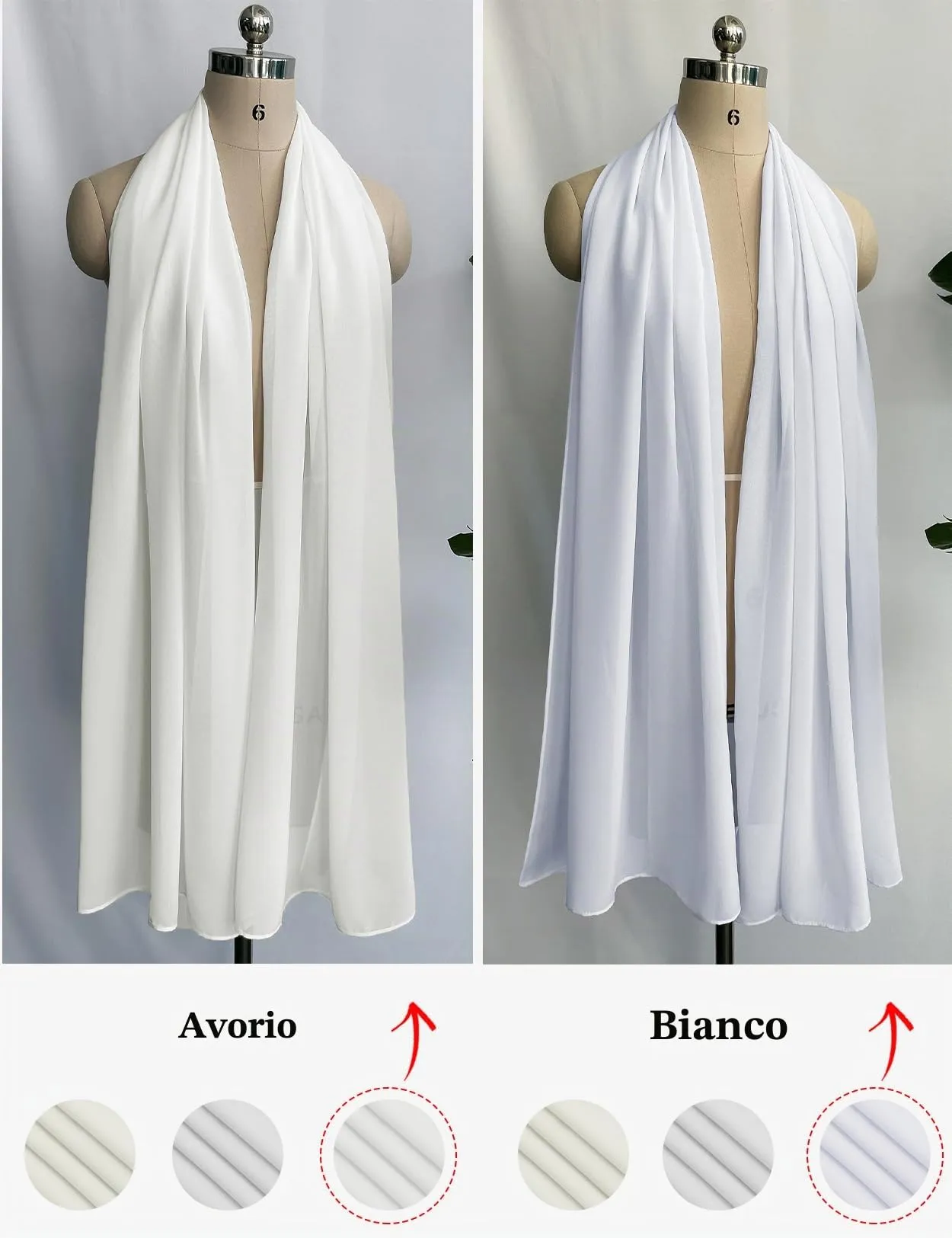 BEAUTELICATE Scialle Stola Donna in Chiffon per Cerimonia Matrimonio e Festa, Ivory - Plus Size, Taglia unica - immagine 4