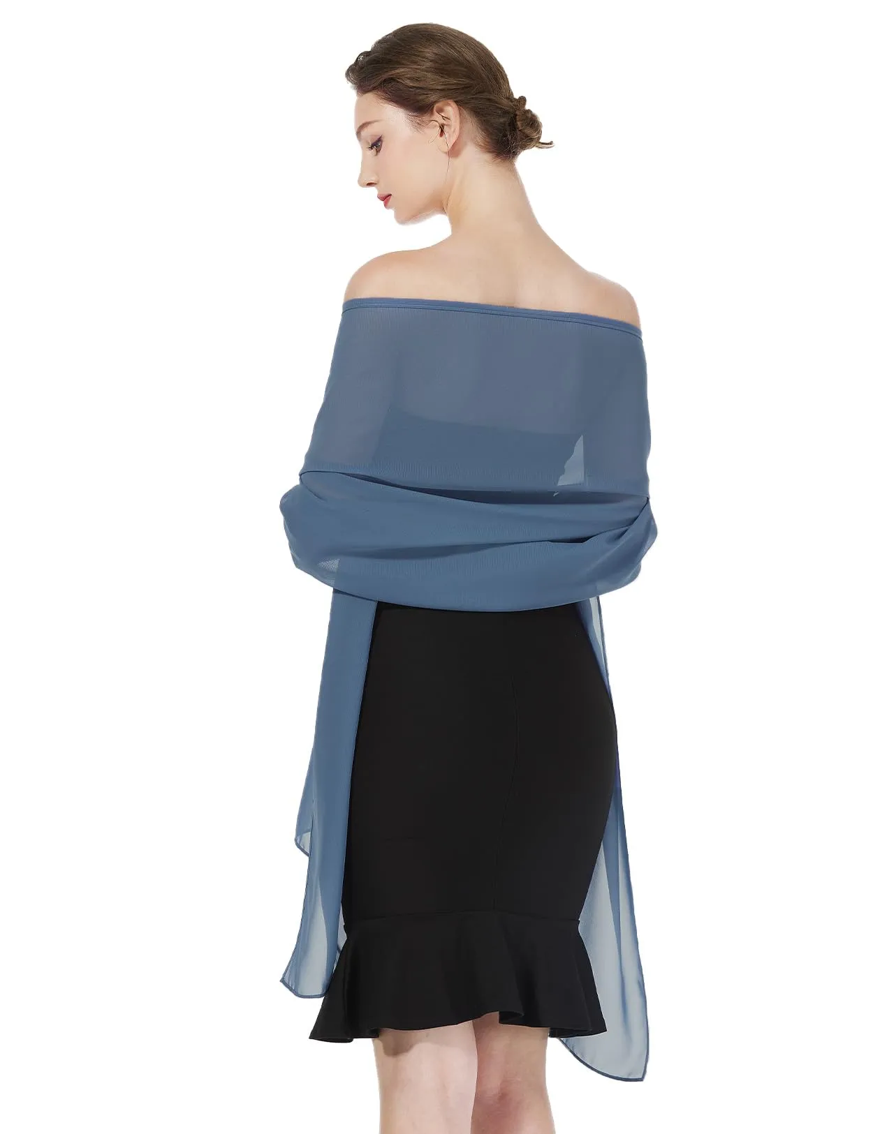BEAUTELICATE Scialle Stola in Chiffon per Donna Slate Blue - immagine 2