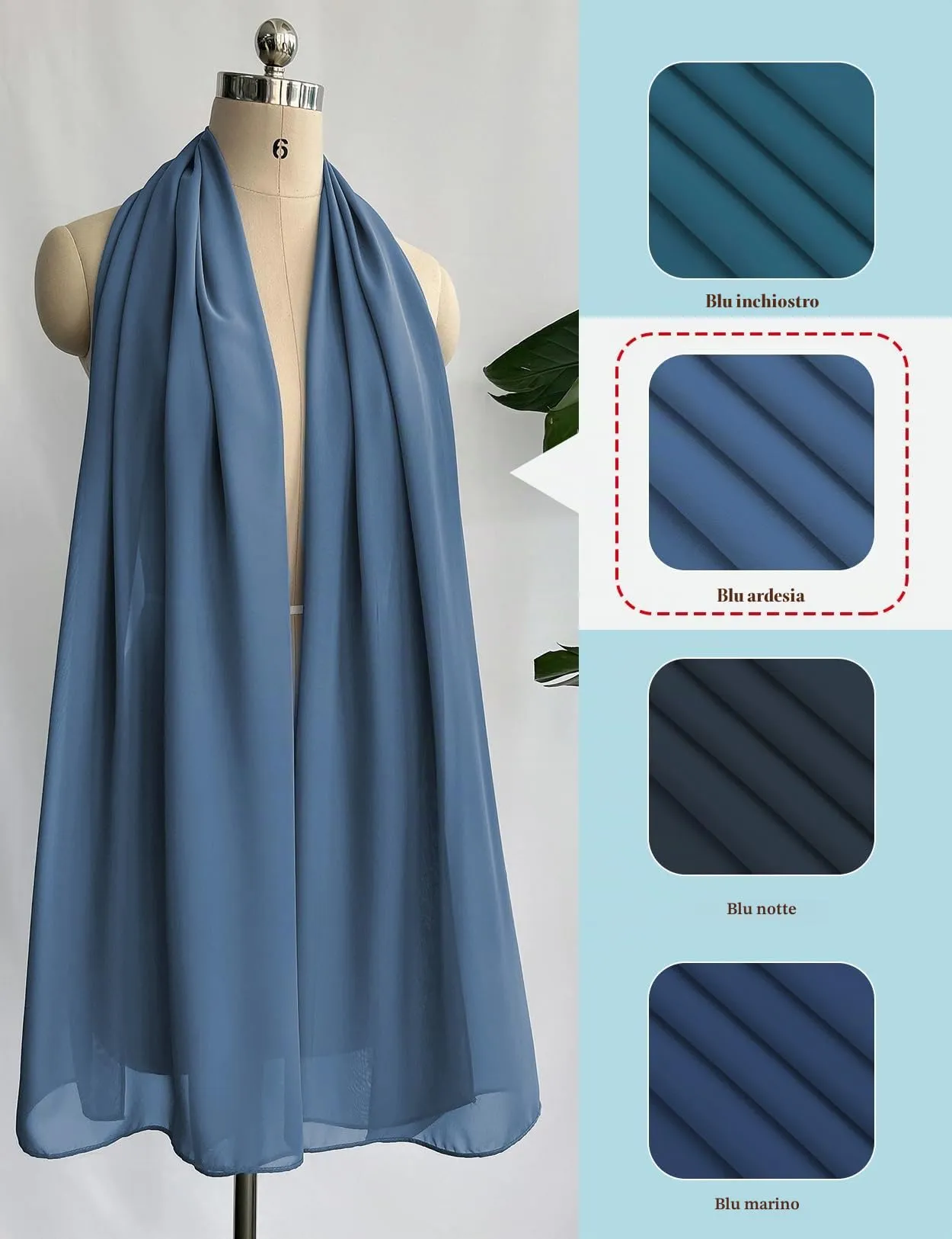 BEAUTELICATE Scialle Stola in Chiffon per Donna Slate Blue - immagine 3