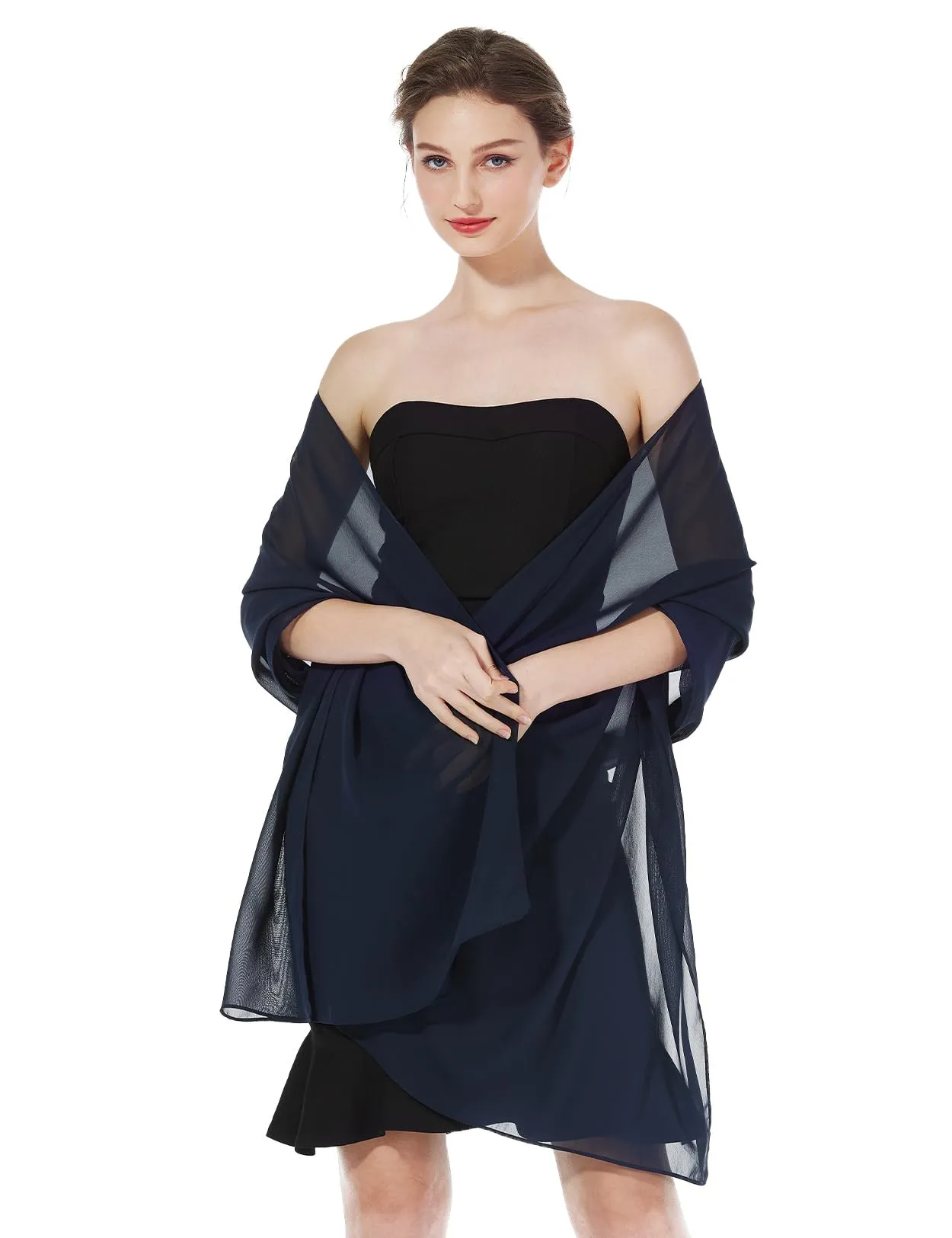 BEAUTELICATE Scialle Stola Donna in Chiffon Midnight Blue - Taglia unica - immagine 2