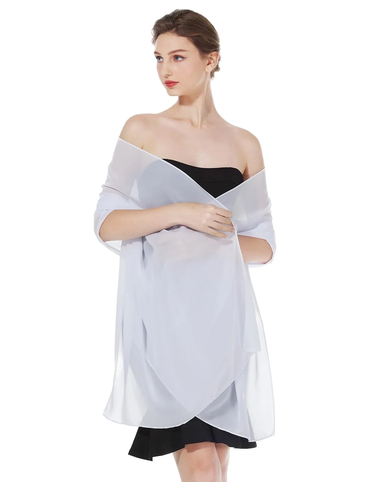 BEAUTELICATE Scialle Stola Donna in Chiffon per Cerimonia Matrimonio e Festa, Bianco - Taglia Unica - immagine 1