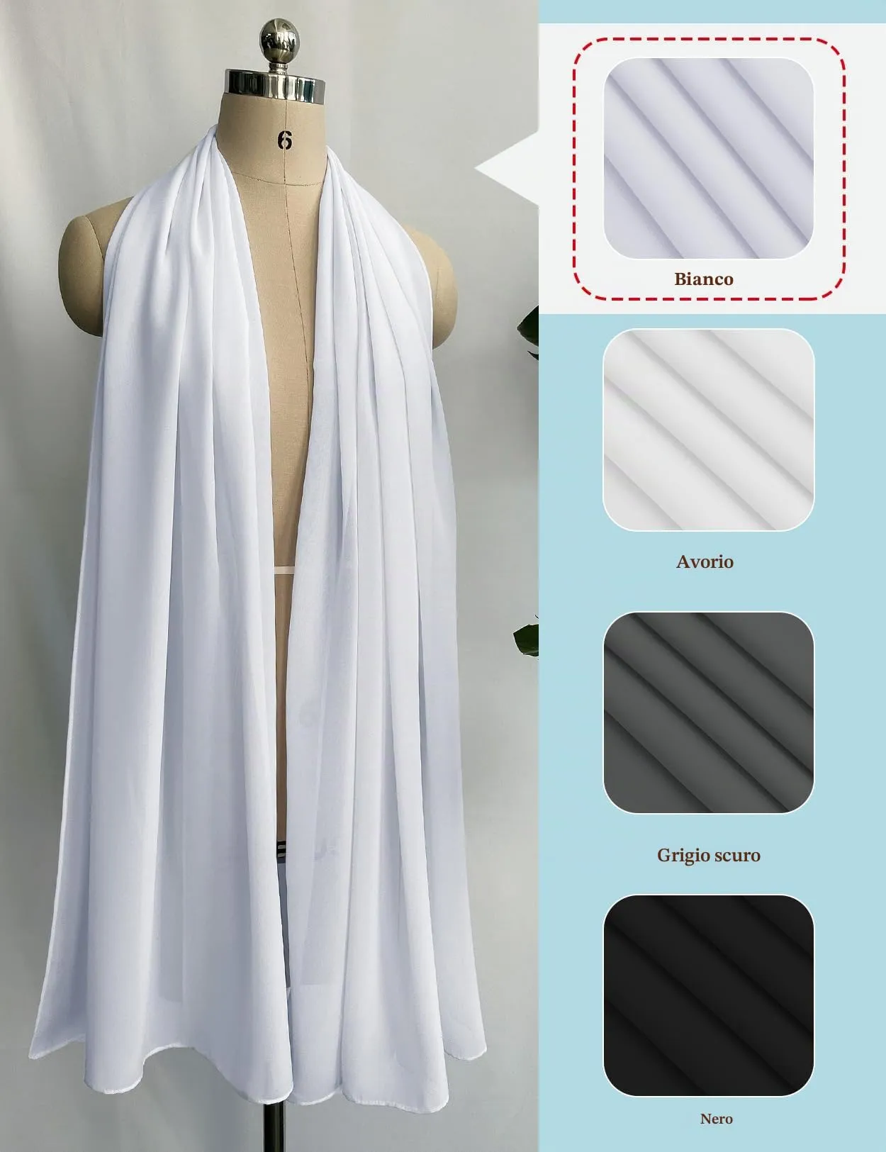 BEAUTELICATE Scialle Stola Donna in Chiffon per Cerimonia Matrimonio e Festa, Bianco - Taglia Unica - immagine 3
