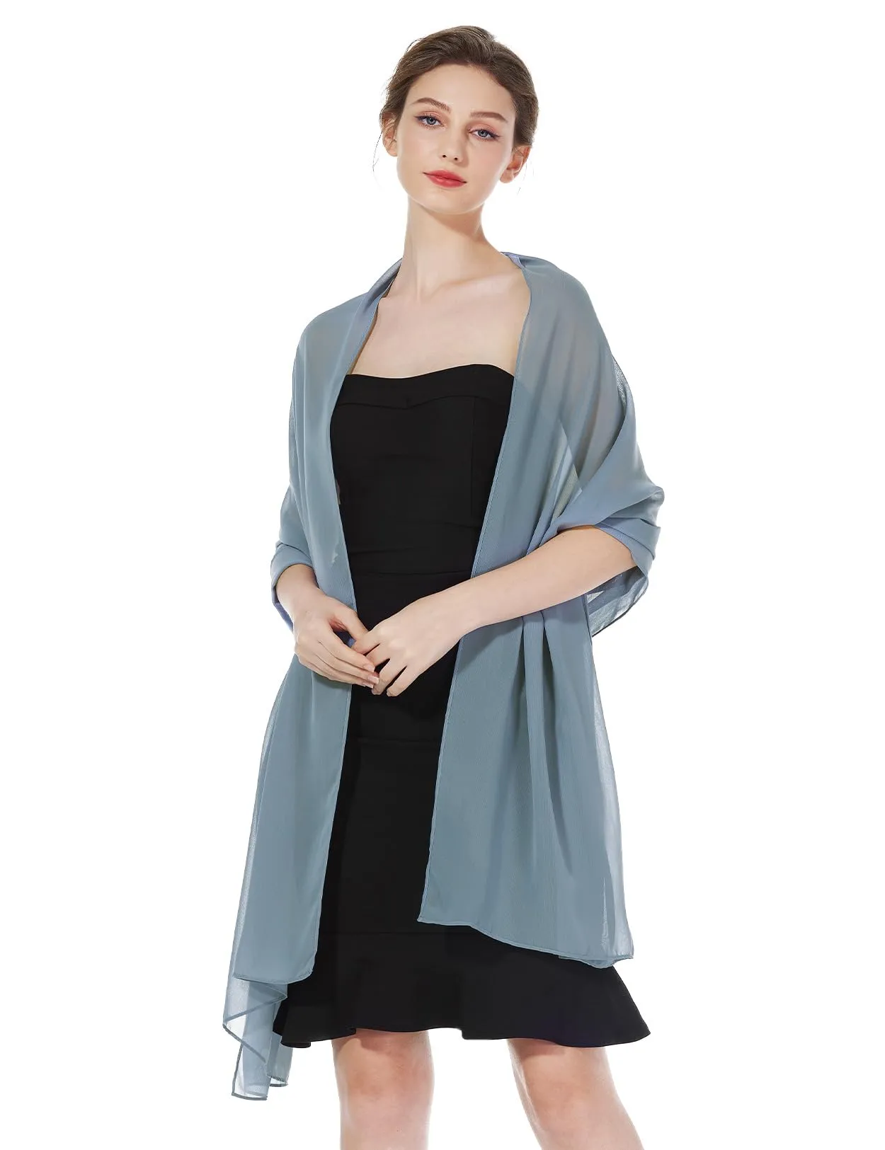 BEAUTELICATE Scialle Stola Donna in Chiffon Elegante (Dusty Blue - Taglia unica) - immagine 1