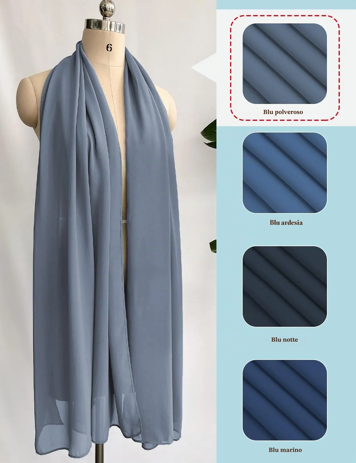 BEAUTELICATE Scialle Stola Donna in Chiffon Elegante (Dusty Blue - Taglia unica) - immagine 3