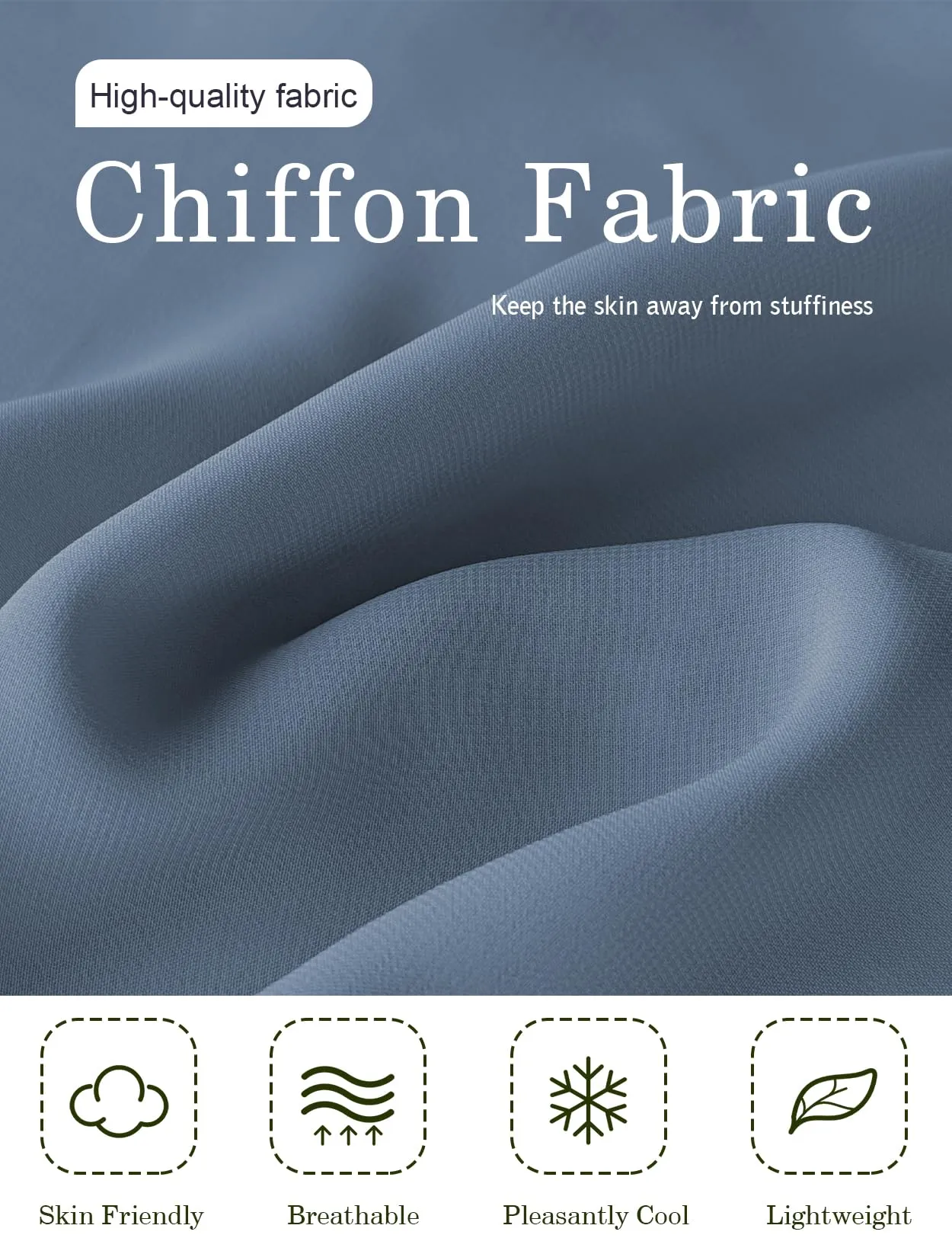 BEAUTELICATE Scialle Stola Donna in Chiffon Elegante (Dusty Blue - Taglia unica) - immagine 5