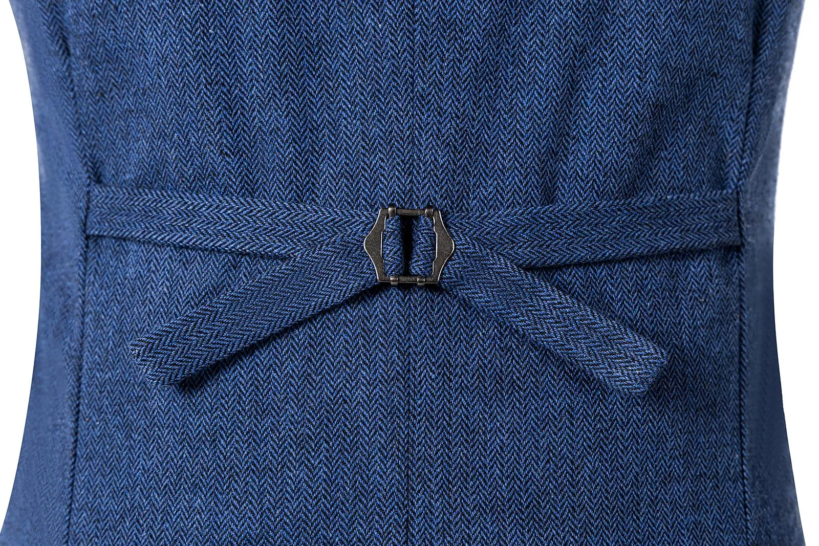 Solovedress Gilet da Uomo in Tweed Doppiopetto, Azzurro, S - immagine 4
