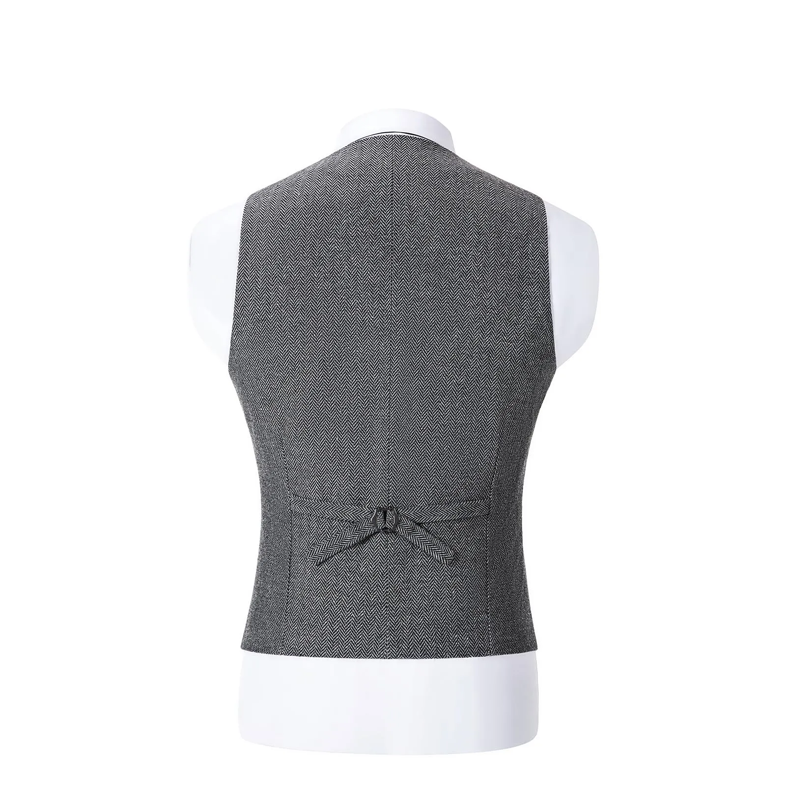 Solovedress Gilet da uomo in lana a righe, grigio, L - immagine 2
