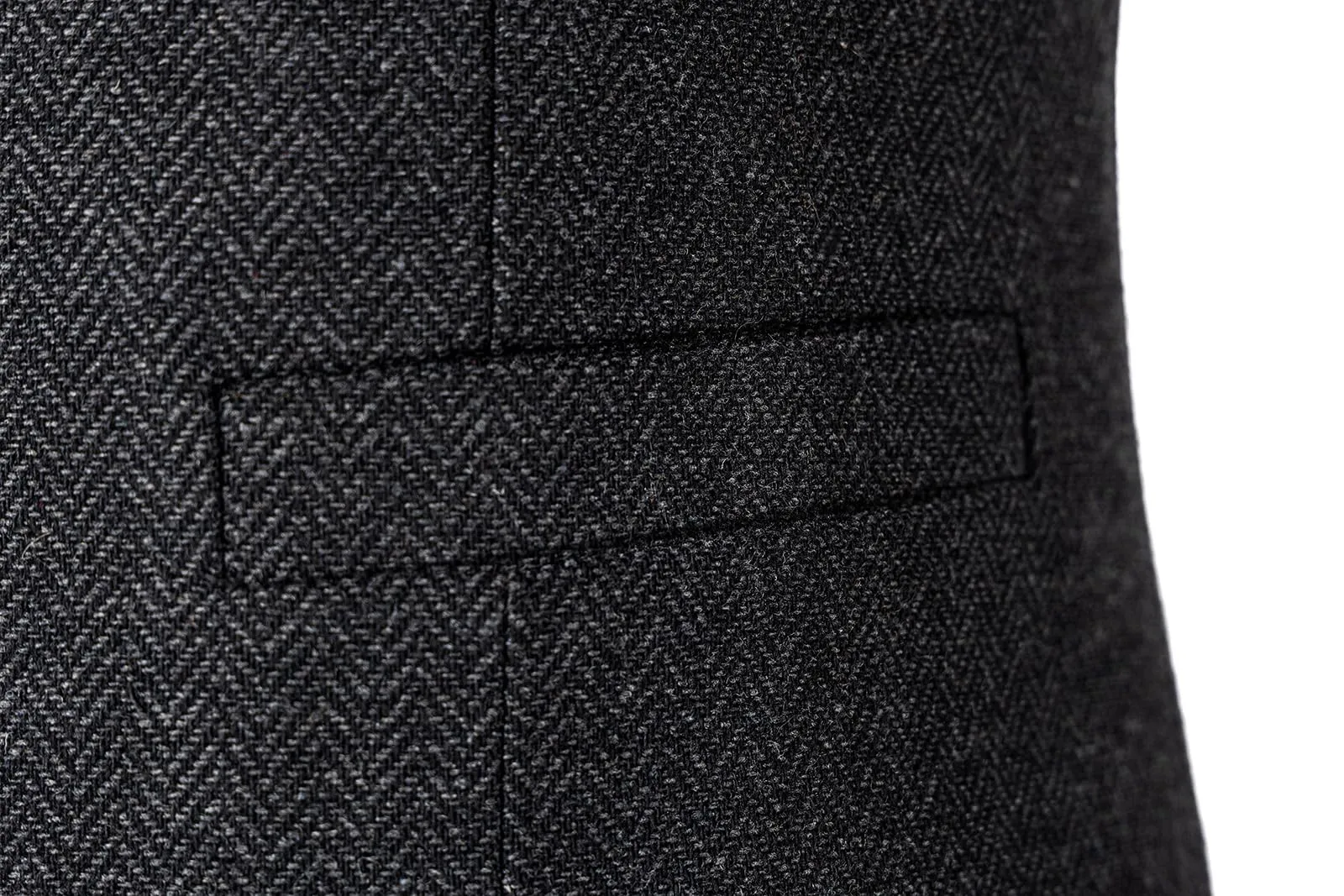 Solovedress Gilet da uomo in tweed doppiopetto, Nero, XL - immagine 3