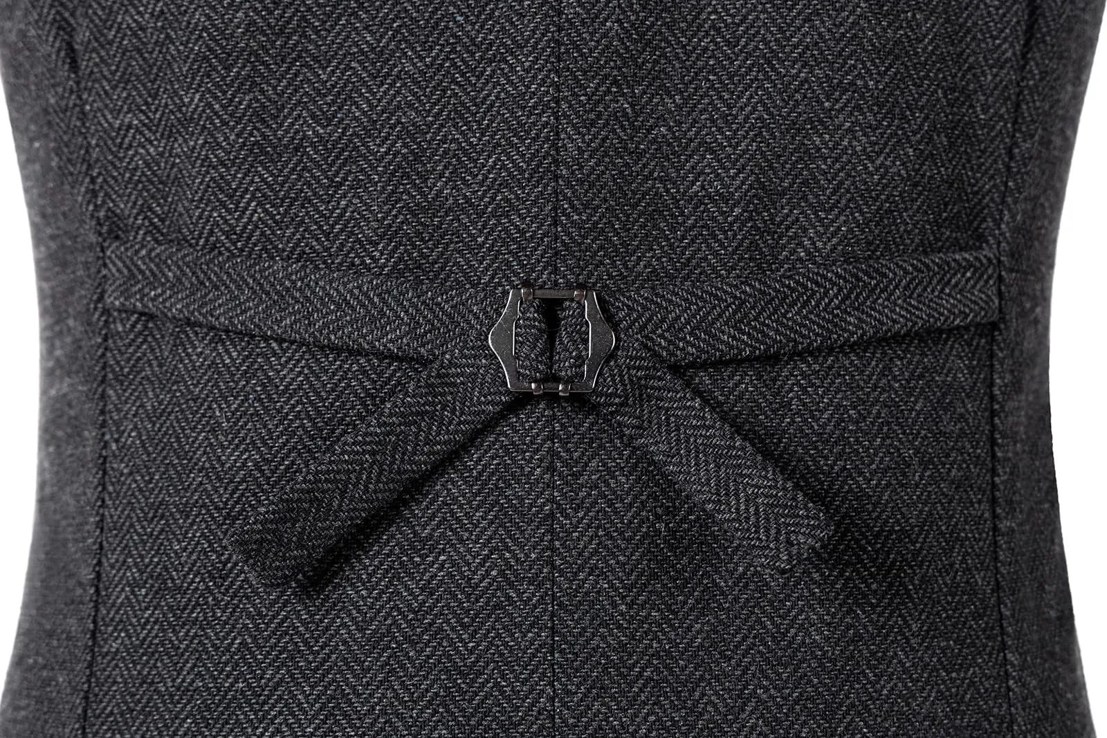 Solovedress Gilet da uomo in tweed doppiopetto, Nero, XL - immagine 4