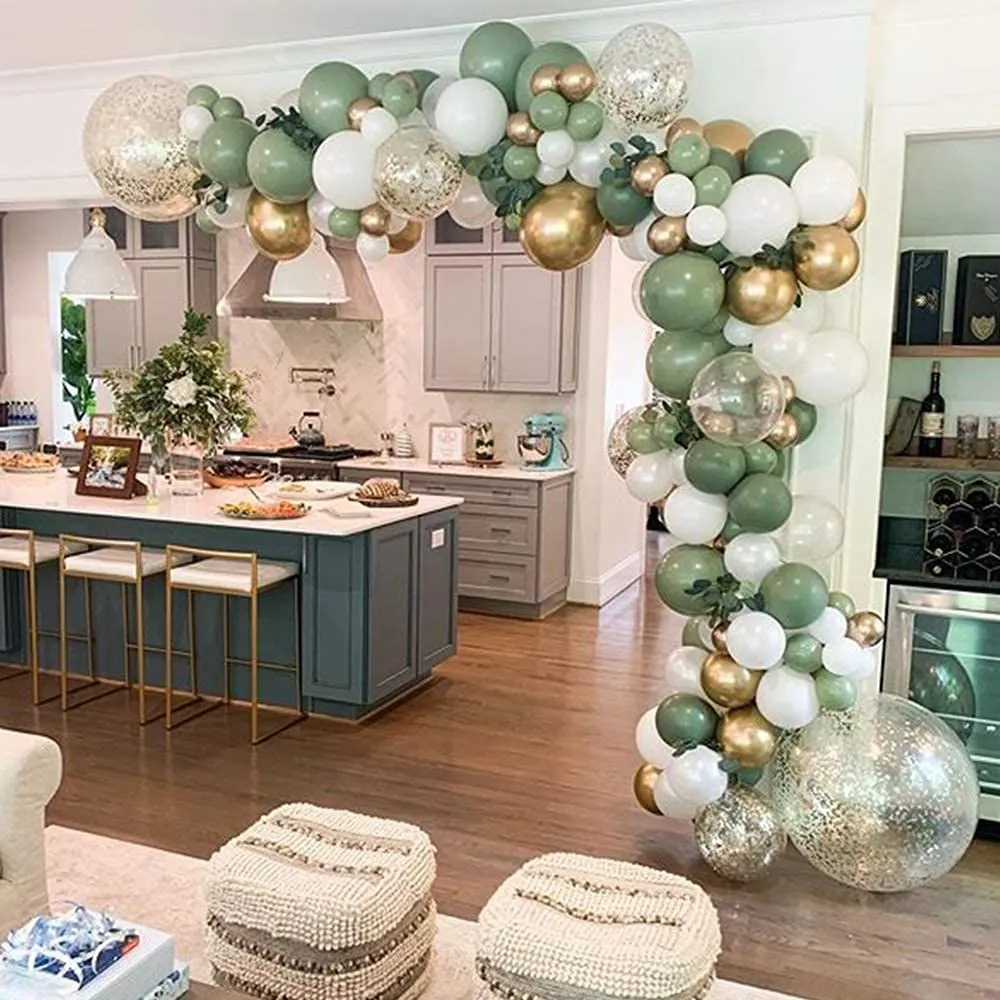 Frigg Kit Arco Palloncini Verde Salvia, 110 Pezzi, Verde e Oro - immagine 4