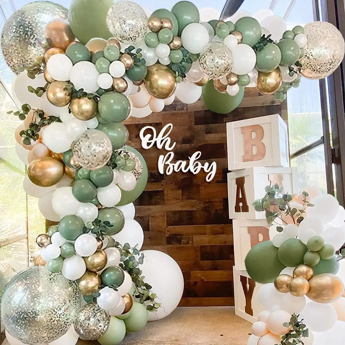 Frigg Kit Arco Palloncini Verde Salvia, 110 Pezzi, Verde e Oro - immagine 5