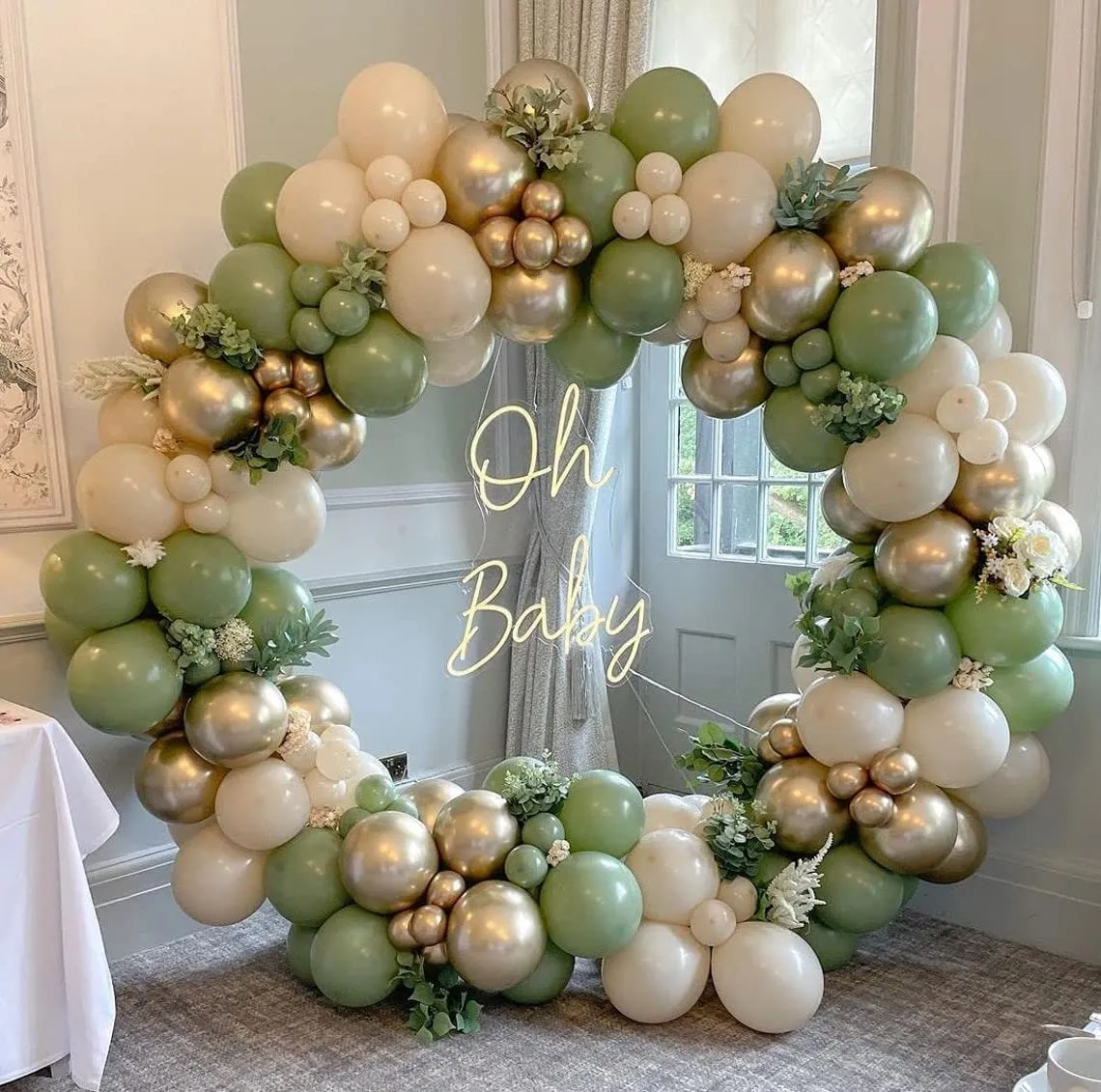 Frigg Kit Arco Palloncini Verde Salvia, 110 Pezzi, Verde e Oro - immagine 6