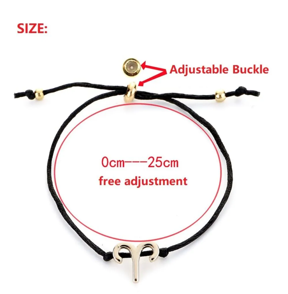 LODMLOER Bracciale Zodiacale con Cordino Nero, Segno Ariete - immagine 3