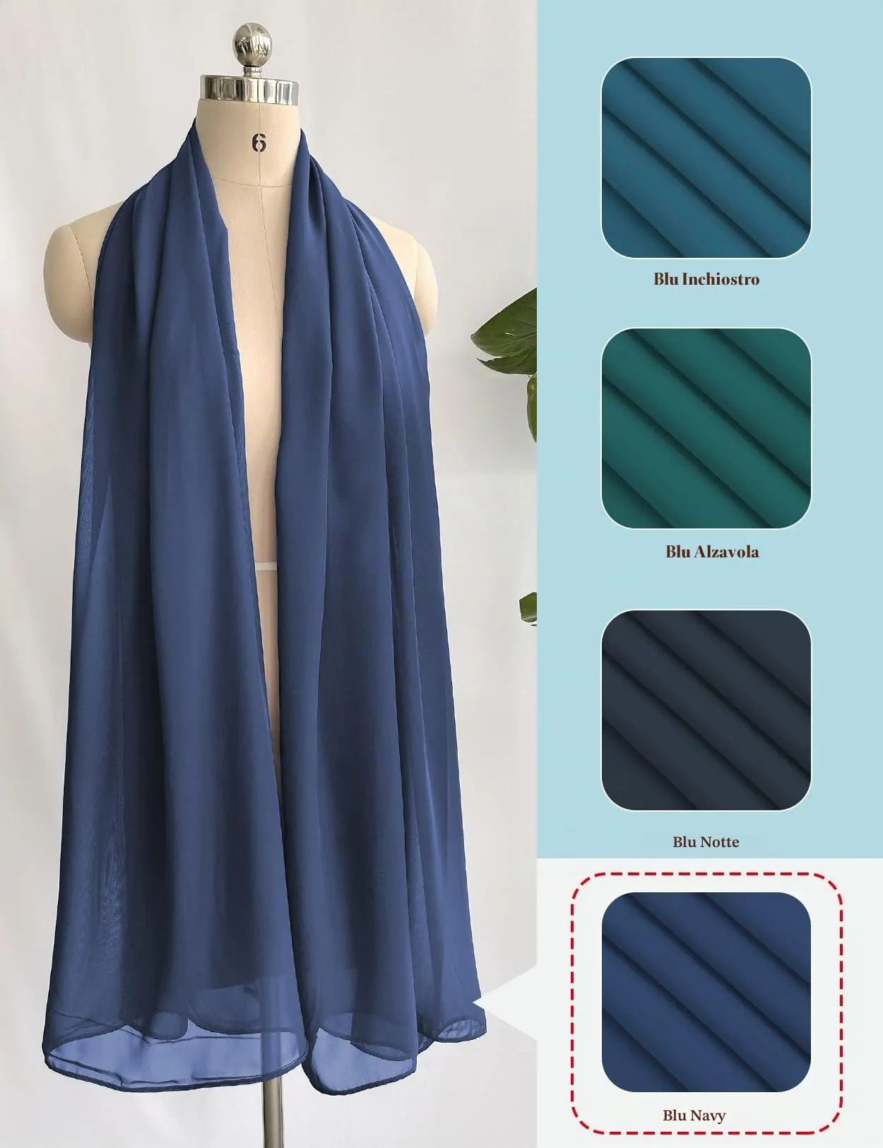 BEAUTELICATE Scialle Stola Donna in Chiffon Navy Blue - Taglia unica - immagine 3