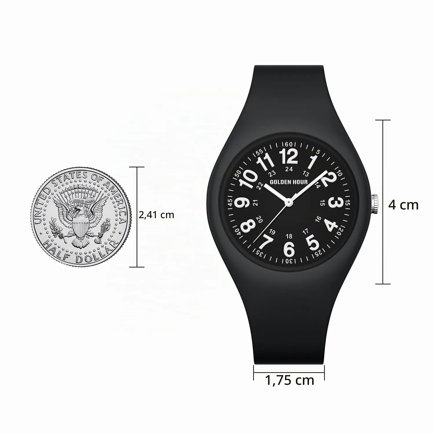 GOLDEN HOUR Orologio Unisex Digitale Analogico Sportivo Impermeabile con Cinturino in Silicone GH-1318 - immagine 4