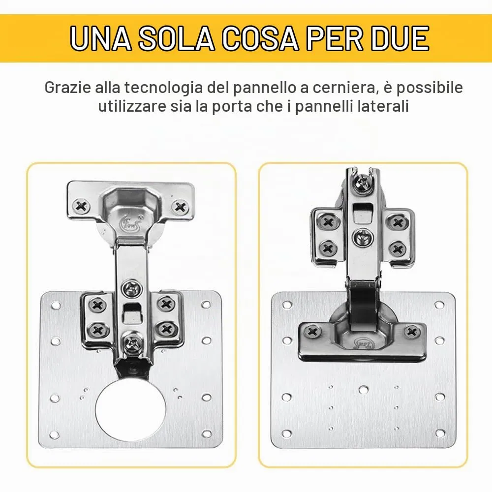 Flintronic Piastra di Riparazione per Cerniere, Acciaio Inossidabile, 90x90mm, 12 Pezzi con 80 Viti - immagine 2