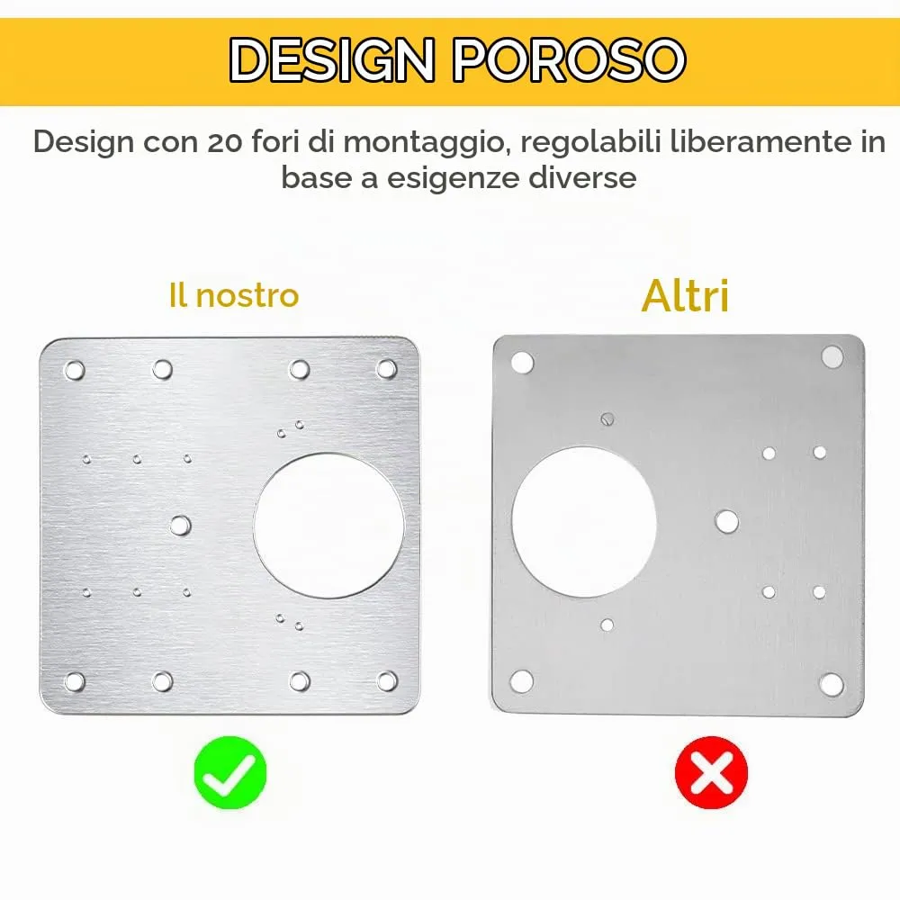 Flintronic Piastra di Riparazione per Cerniere, Acciaio Inossidabile, 90x90mm, 12 Pezzi con 80 Viti - immagine 7
