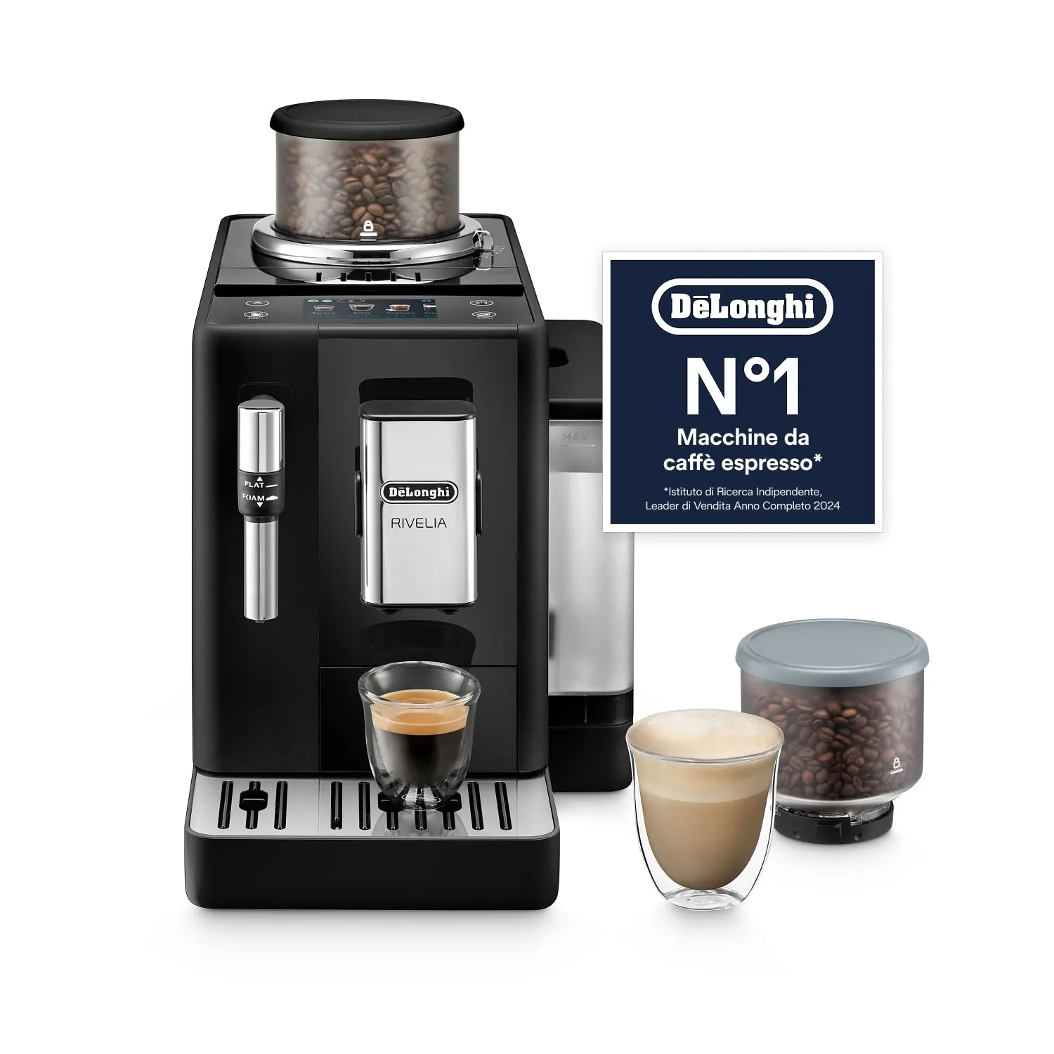 De'Longhi Rivelia Perfetto EXAM440.35.B Macchina da Caffè Automatica, Nero Onice - immagine 1