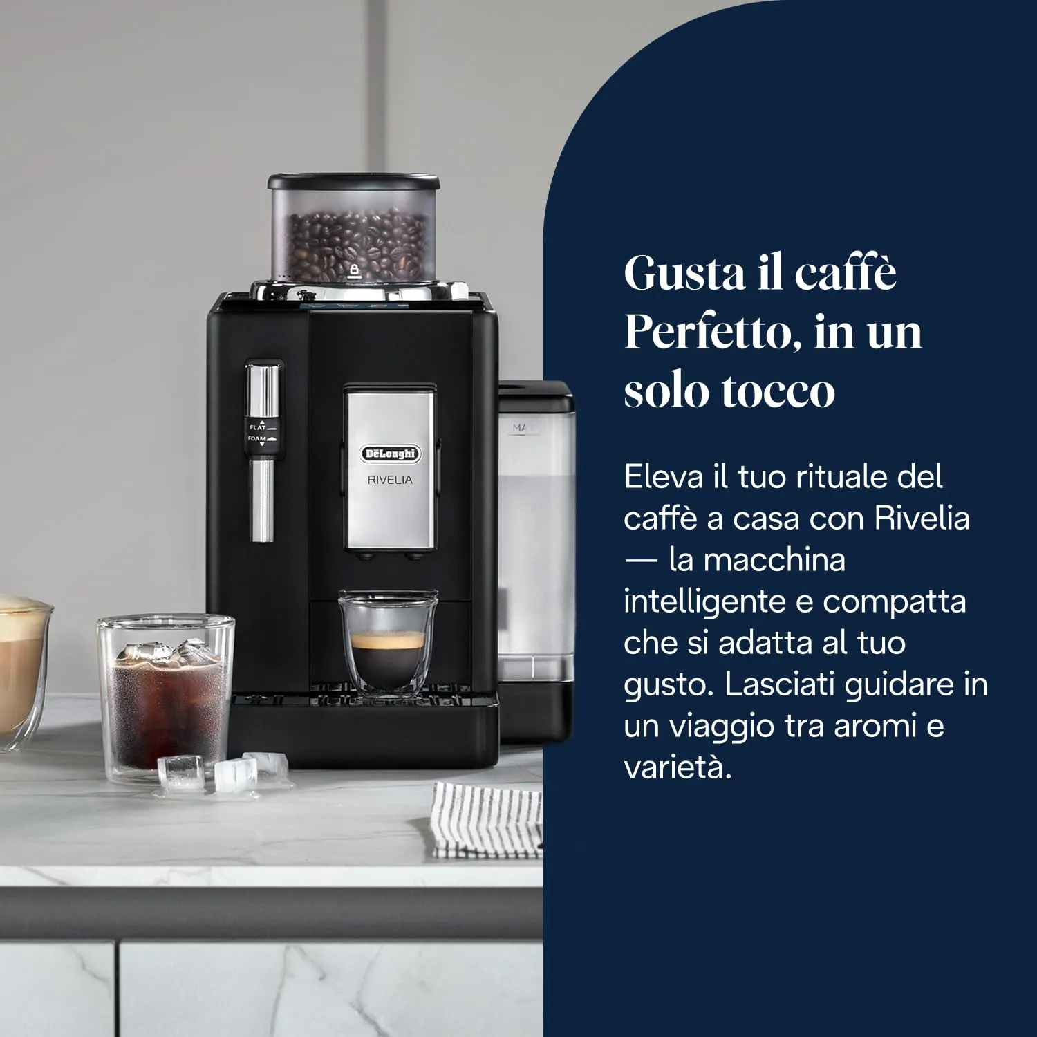 De'Longhi Rivelia Perfetto EXAM440.35.B Macchina da Caffè Automatica, Nero Onice - immagine 2