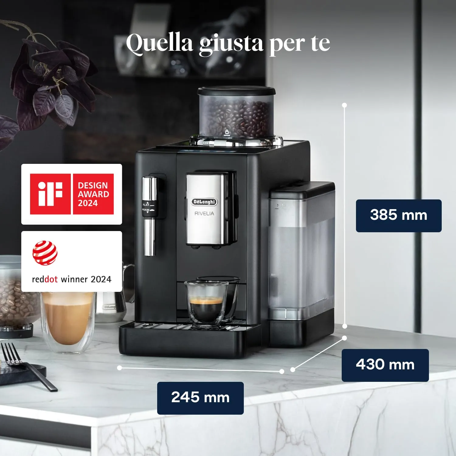 De'Longhi Rivelia Perfetto EXAM440.35.B Macchina da Caffè Automatica, Nero Onice - immagine 4