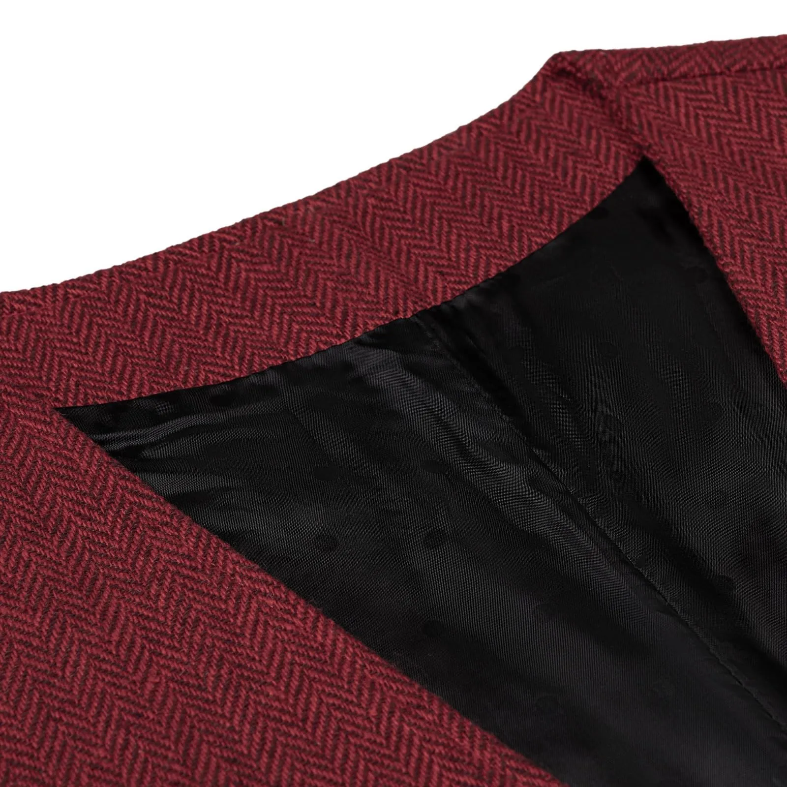 Solovedress Gilet da uomo in tweed doppiopetto, Rosso, S - immagine 3