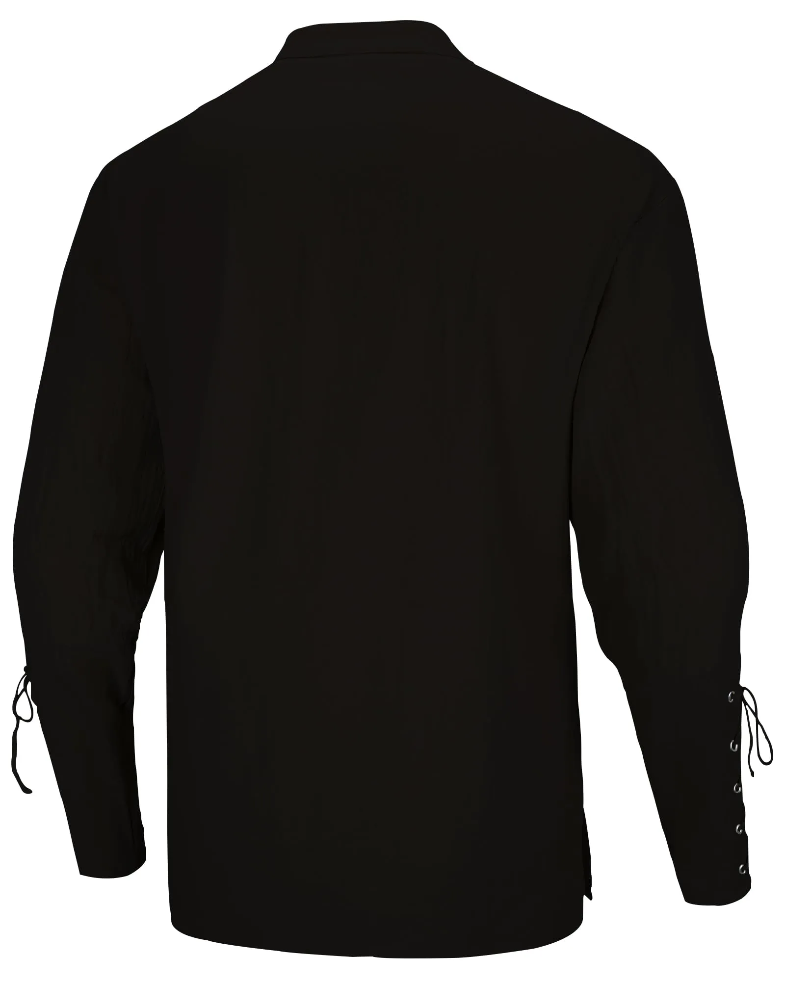 LVCBL Camicia Uomo Medievale Collo Coreano in Cotone e Lino, Nero, L - immagine 5