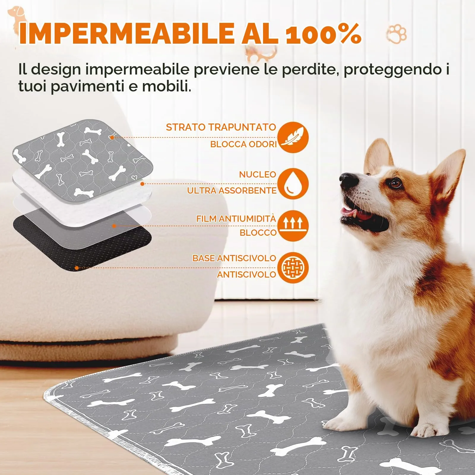BaoDan Traversine Lavabili per Cani, 90x120 cm, 2 Pezzi - immagine 2