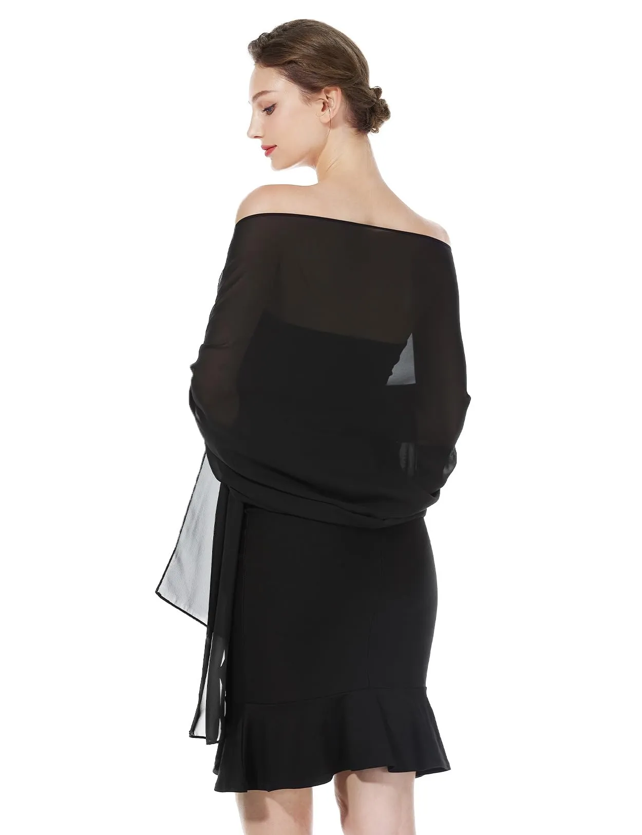 BEAUTELICATE Scialle Stola in Chiffon per Donna, Nero - Plus Size - immagine 1