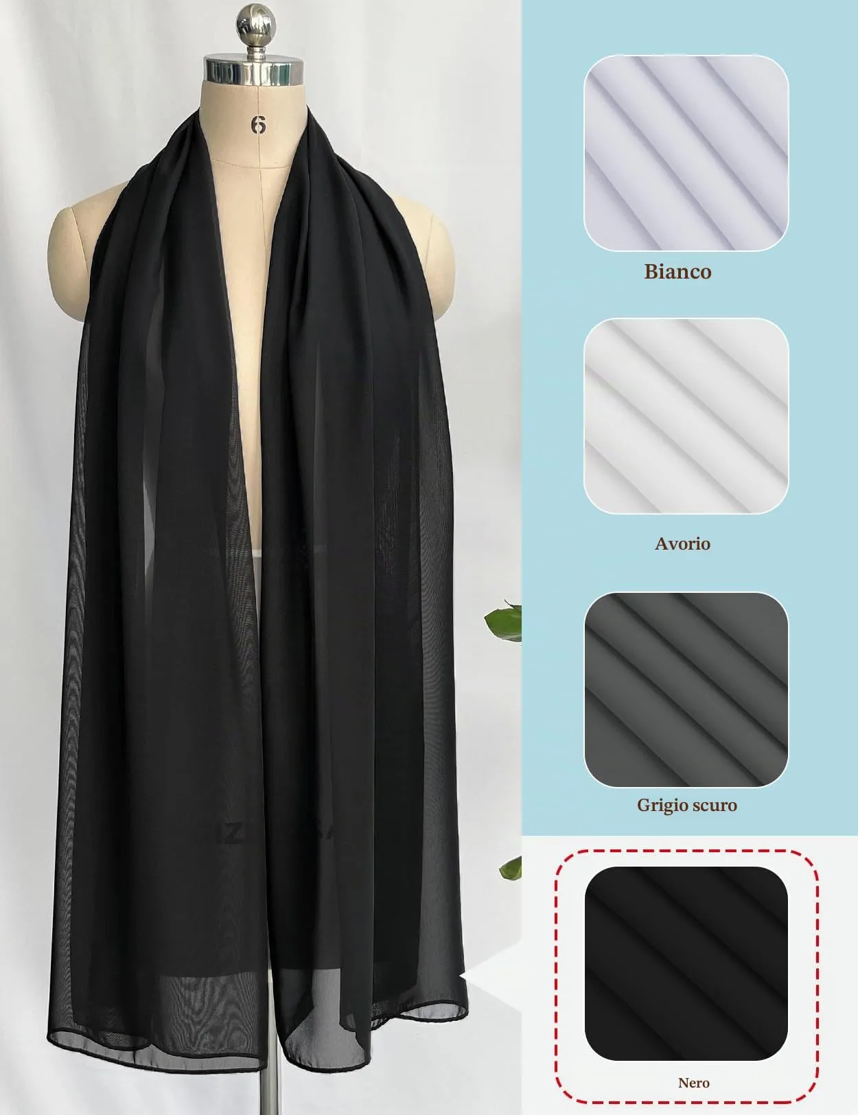 BEAUTELICATE Scialle Stola in Chiffon per Donna, Nero - Plus Size - immagine 3