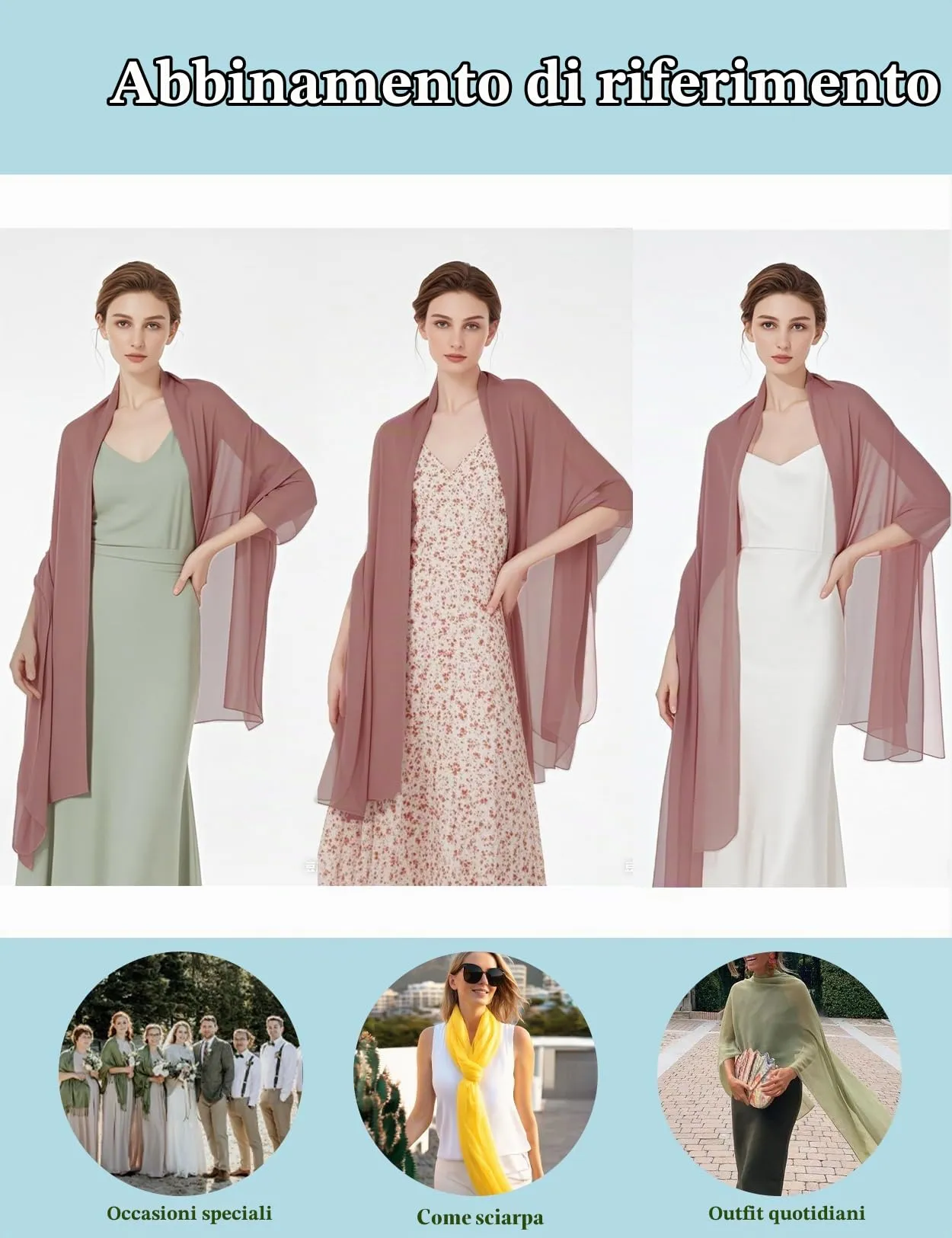 BEAUTELICATE Scialle Stola in Chiffon per Donna - Desert Rose, Taglia unica - immagine 6