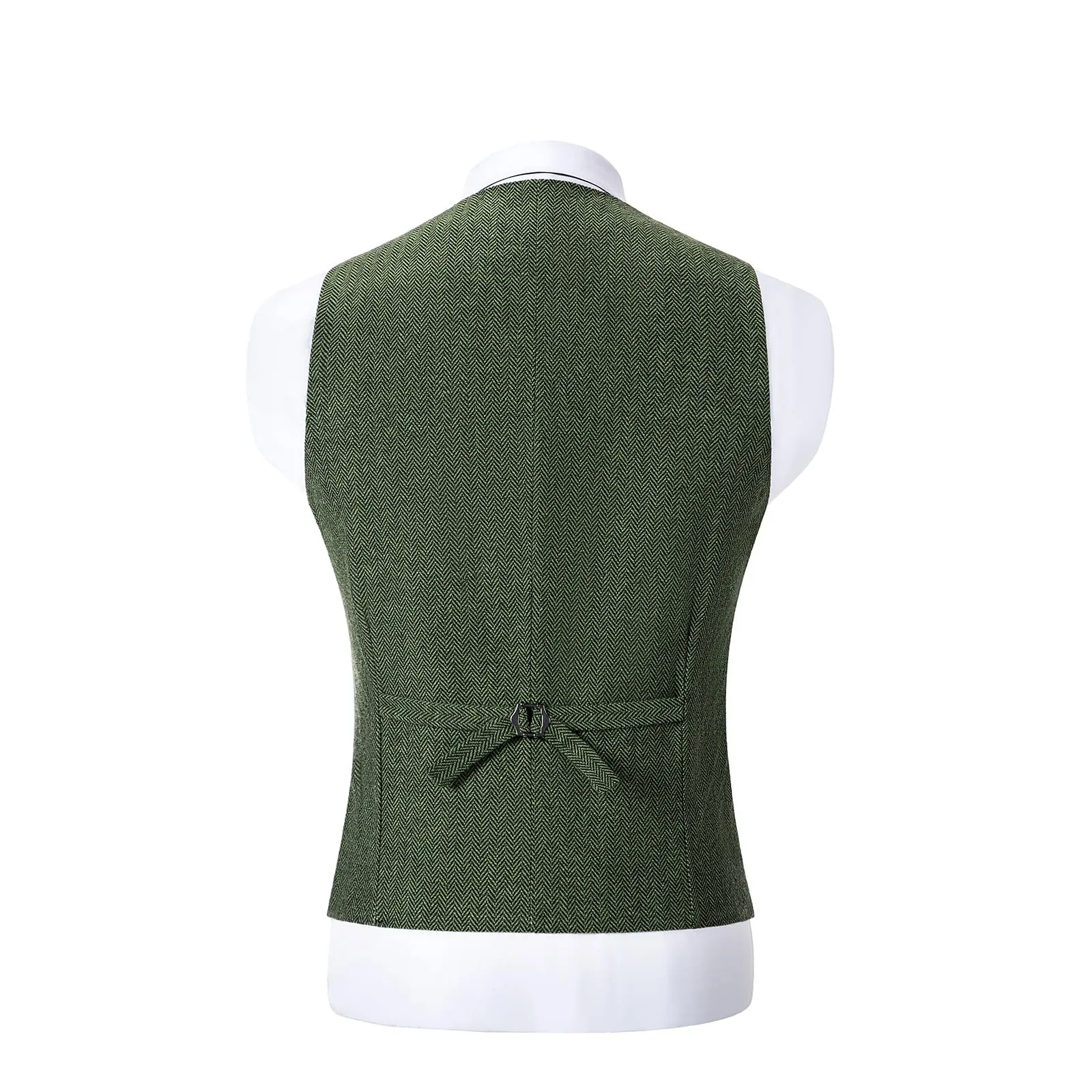 Solovedress Gilet da uomo vintage in tweed doppiopetto a righe, Verde, 3XL - immagine 2