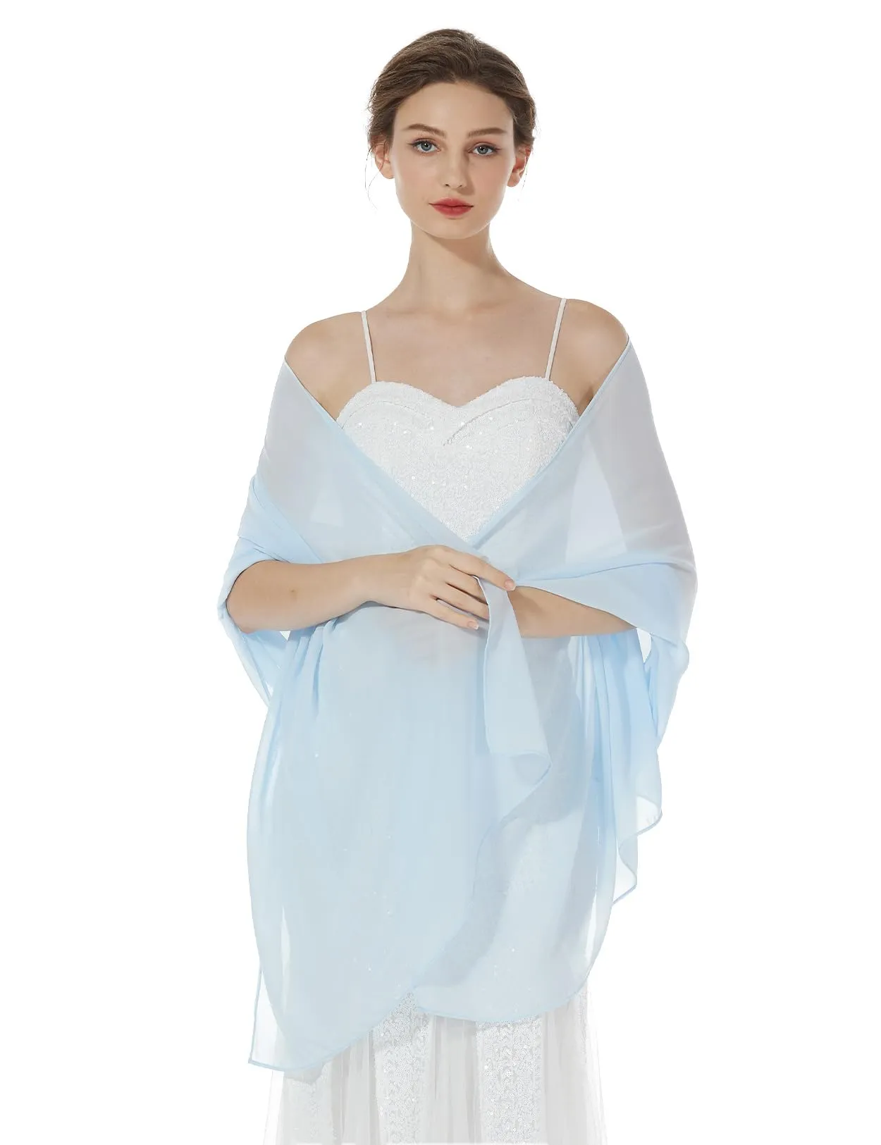 BEAUTELICATE Scialle Stola in Chiffon per Donna - Ice Blue, Taglia unica - immagine 1