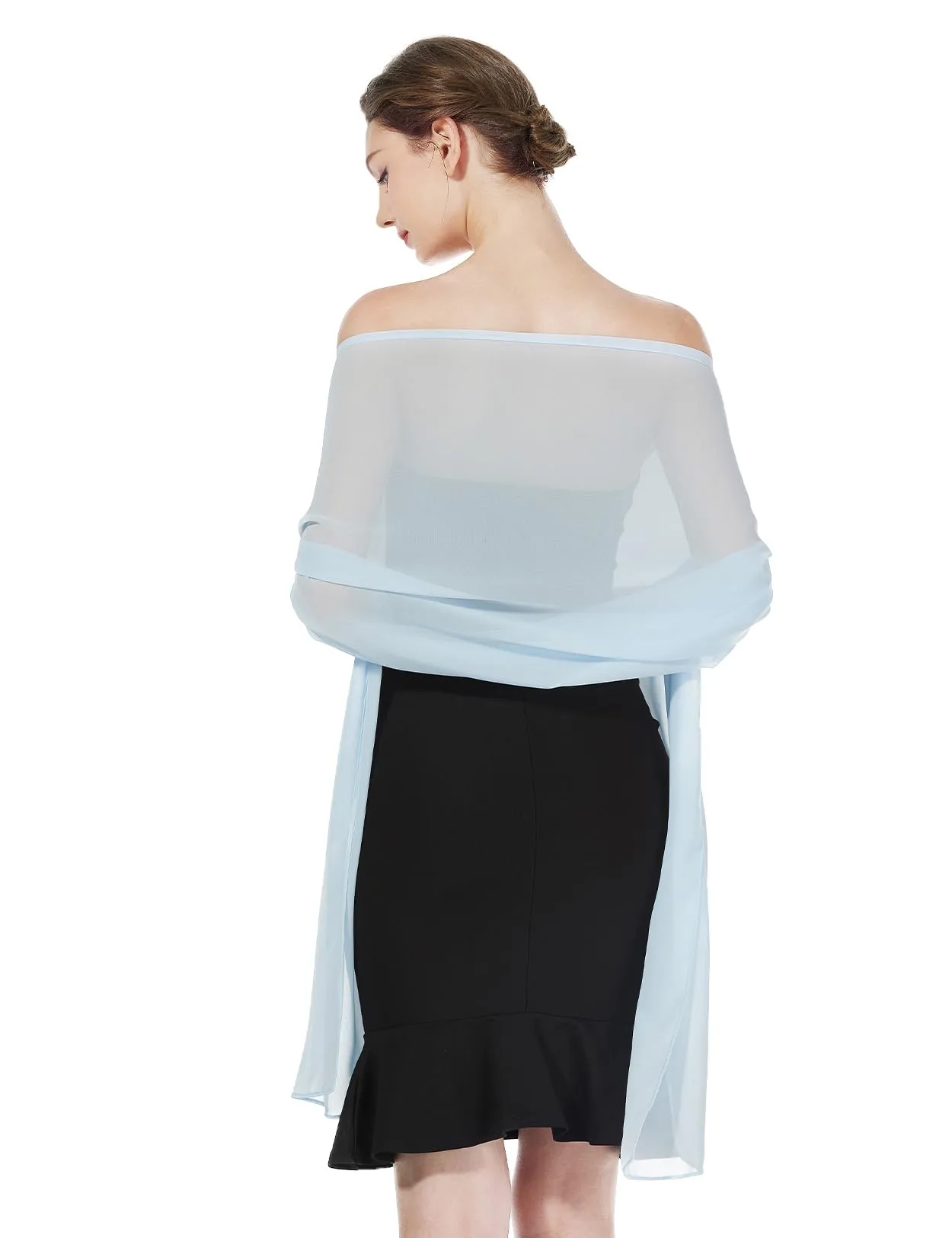 BEAUTELICATE Scialle Stola in Chiffon per Donna - Ice Blue, Taglia unica - immagine 2