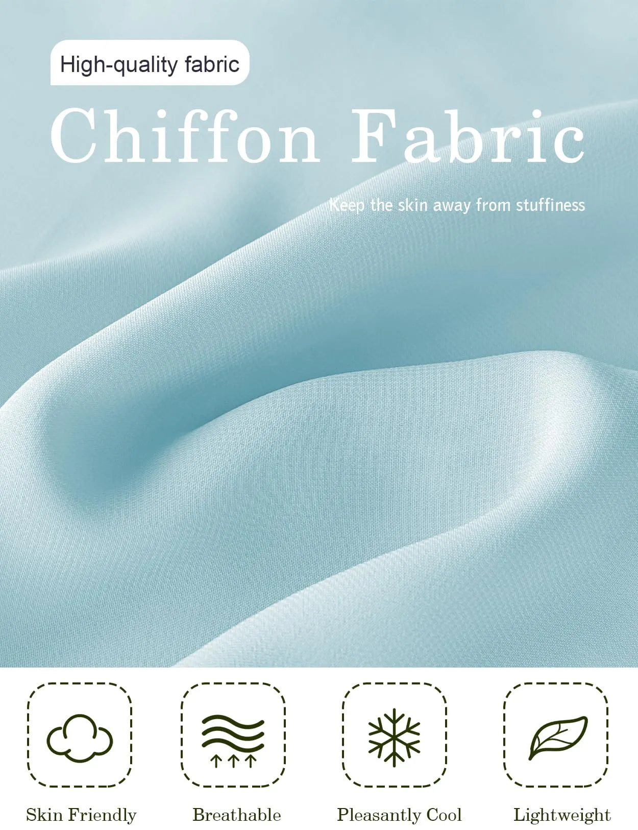 BEAUTELICATE Scialle Stola in Chiffon per Donna - Ice Blue, Taglia unica - immagine 5