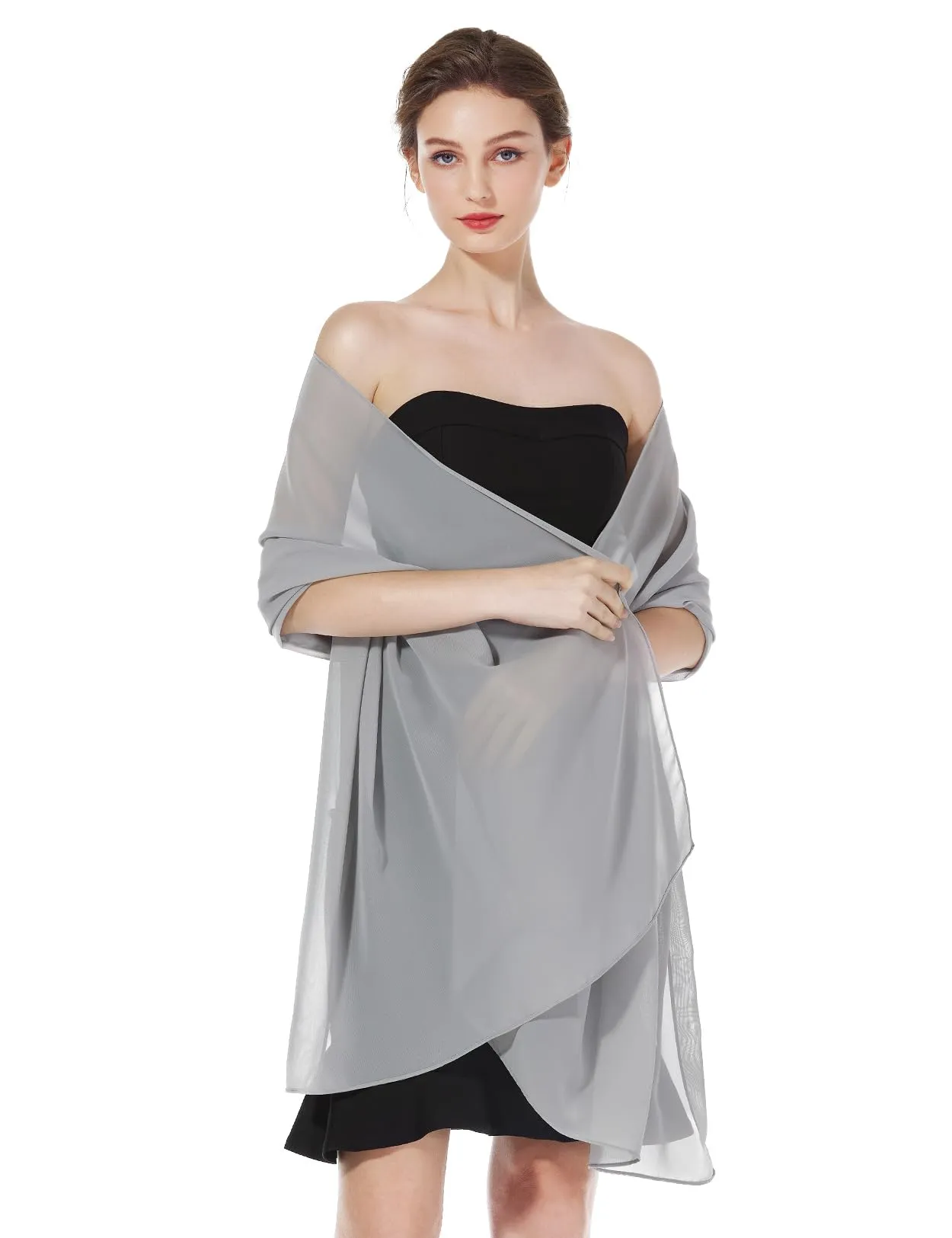 BEAUTELICATE Scialle Stola in Chiffon per Donna, Silver - Taglia unica - immagine 2