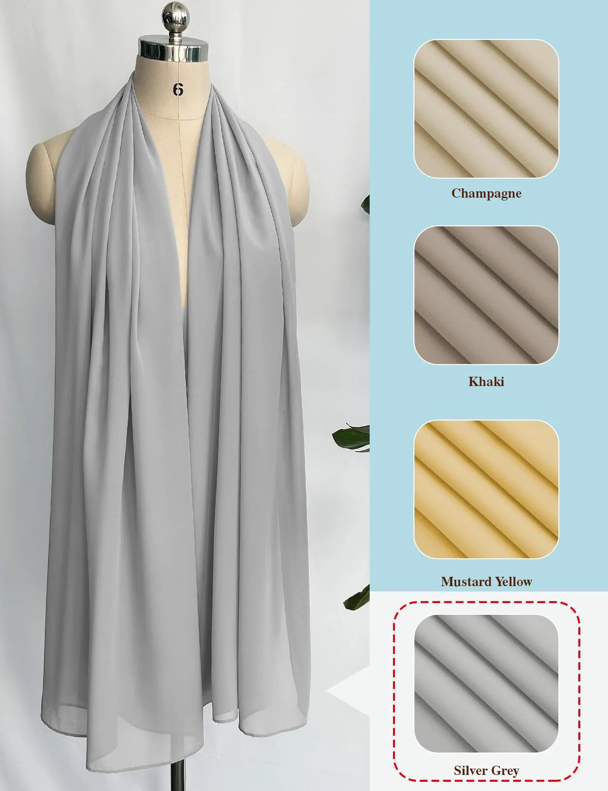 BEAUTELICATE Scialle Stola in Chiffon per Donna, Silver - Taglia unica - immagine 3