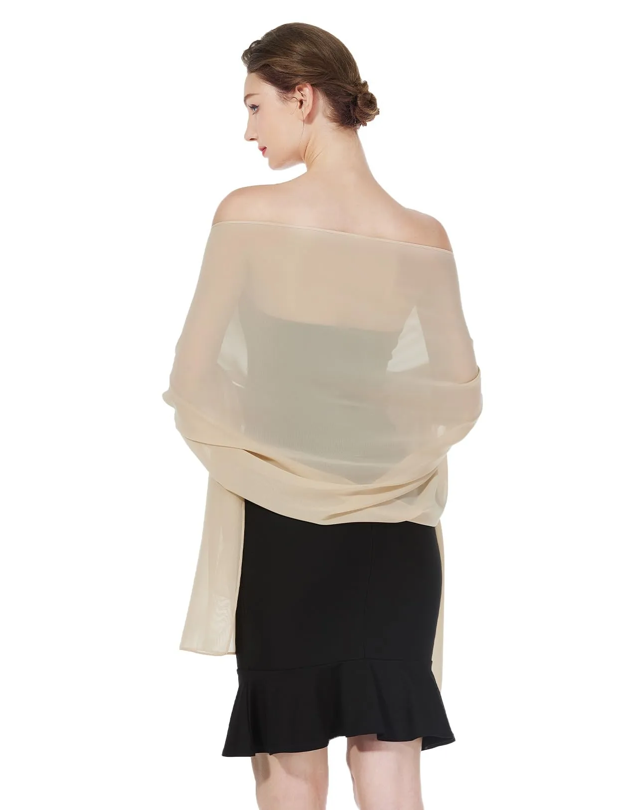 BEAUTELICATE Scialle Stola in Chiffon per Donna Champagne Taglia Unica - immagine 2