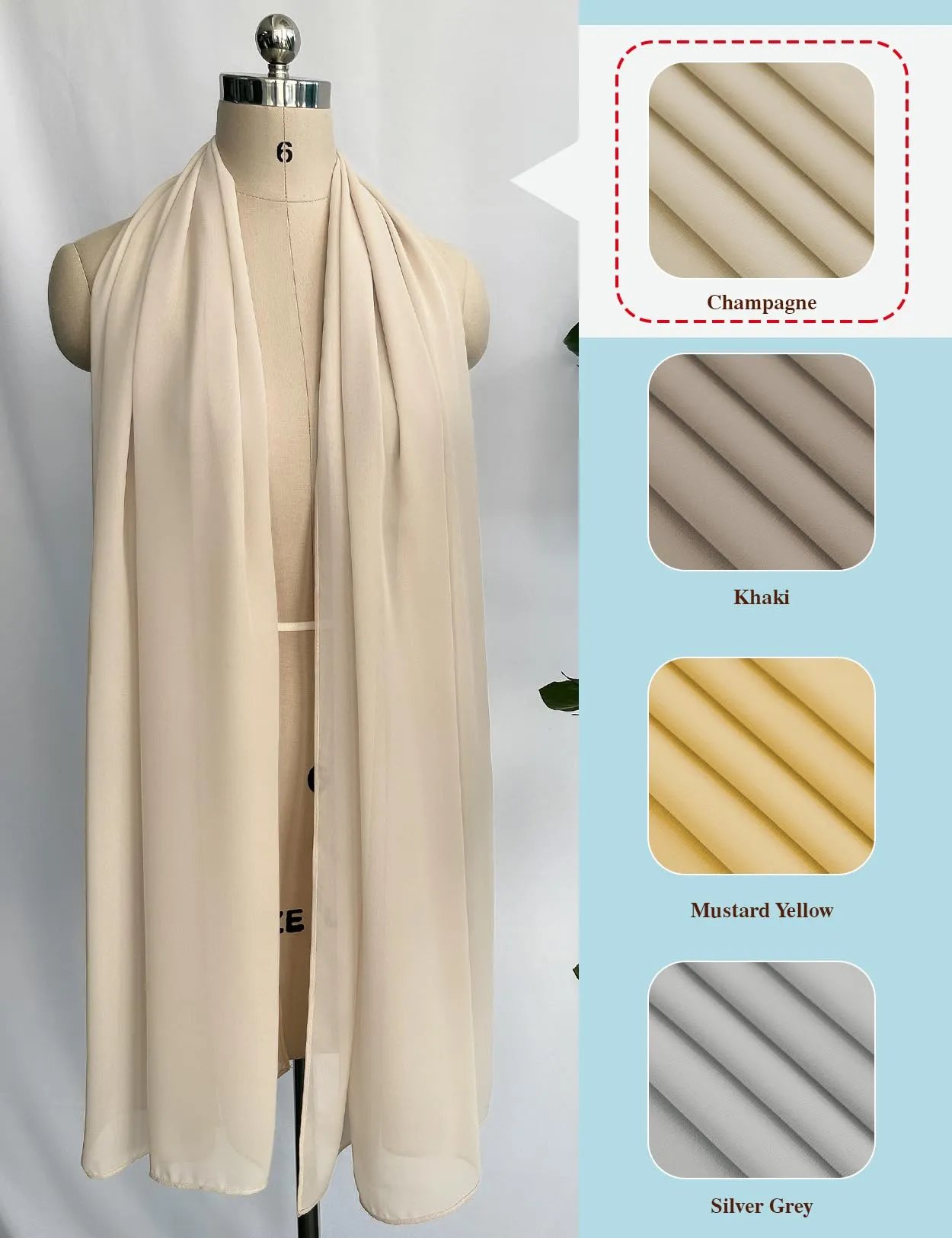 BEAUTELICATE Scialle Stola in Chiffon per Donna Champagne Taglia Unica - immagine 3
