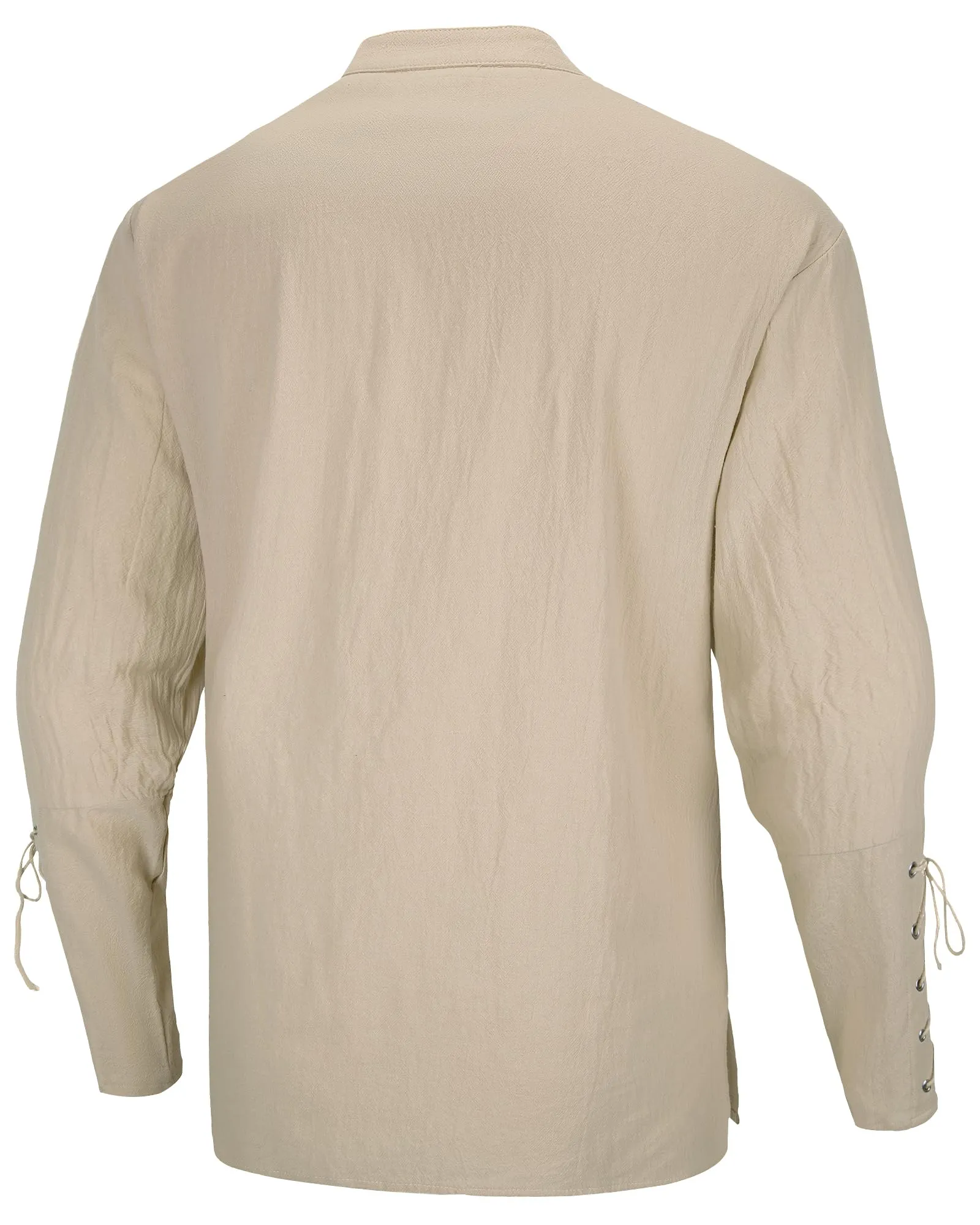 LVCBL Camicia Uomo in Lino e Cotone Stile Antico, Kaki, M - immagine 5
