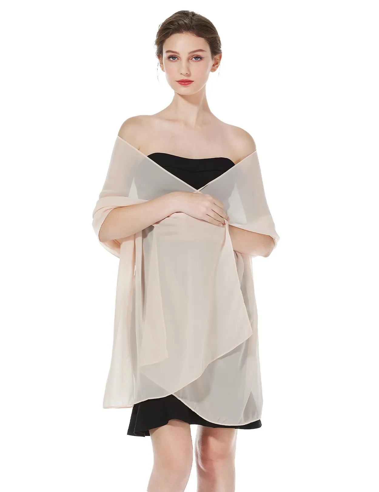 BEAUTELICATE Scialle Stola Donna in Chiffon, Salmon Pink, Taglia Unica - immagine 2