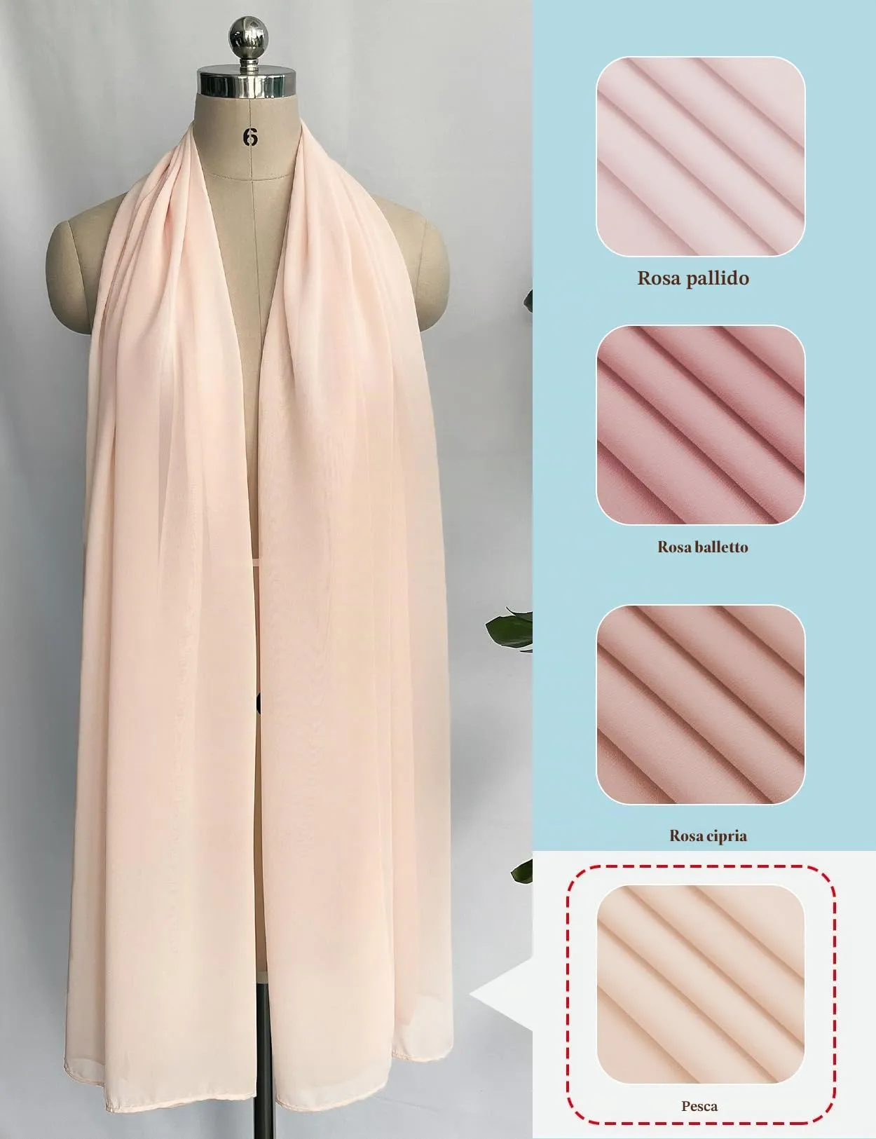 BEAUTELICATE Scialle Stola Donna in Chiffon, Salmon Pink, Taglia Unica - immagine 3