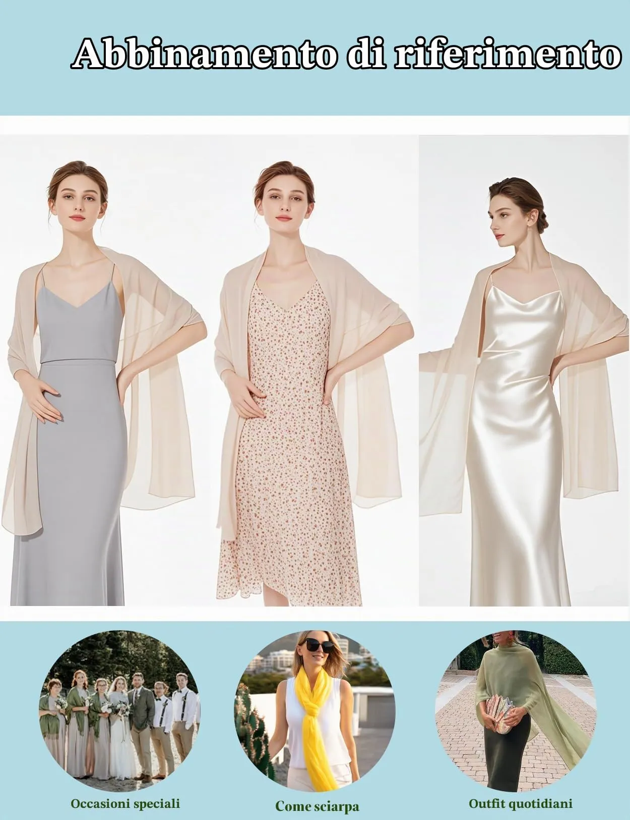 BEAUTELICATE Scialle Stola Donna in Chiffon, Salmon Pink, Taglia Unica - immagine 6