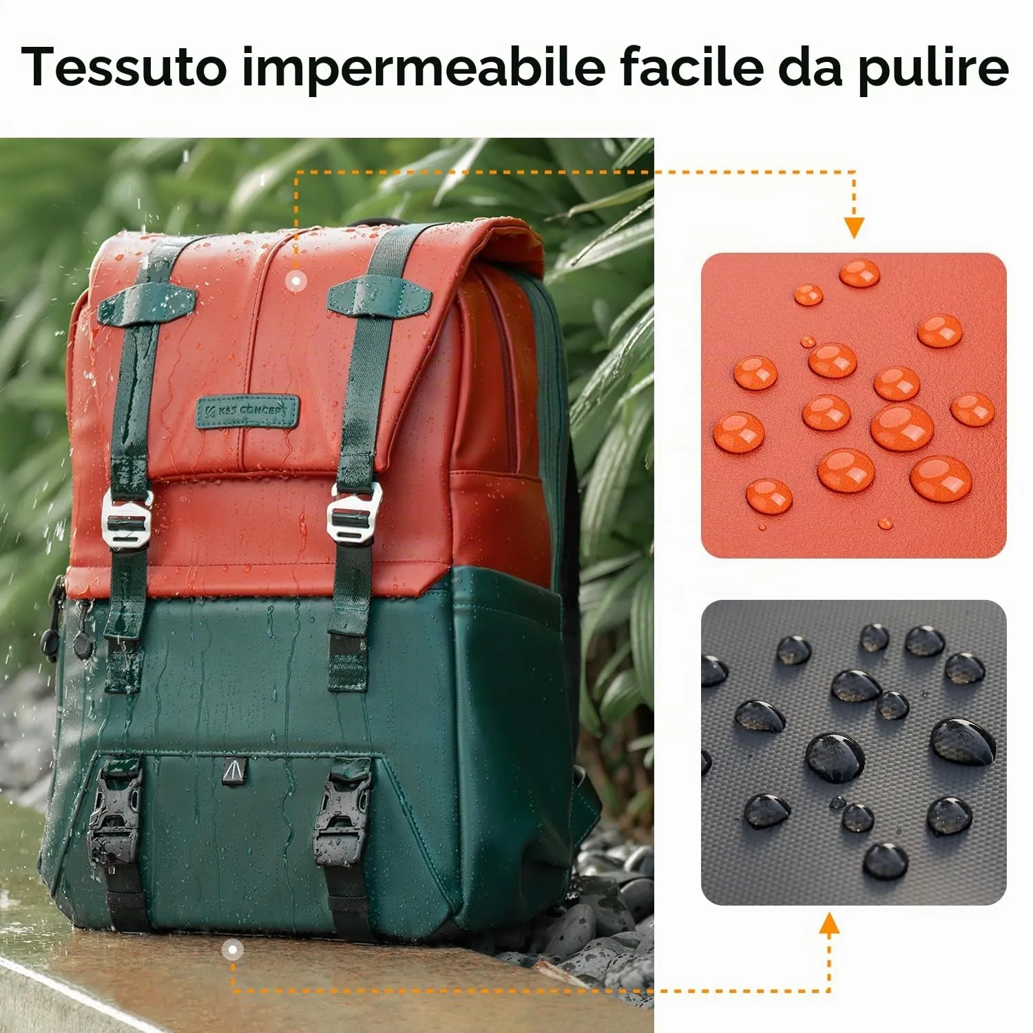 K&F Concept Zaino Fotografico Professionale Impermeabile Antifurto 20L KF13.087AV8 - immagine 7