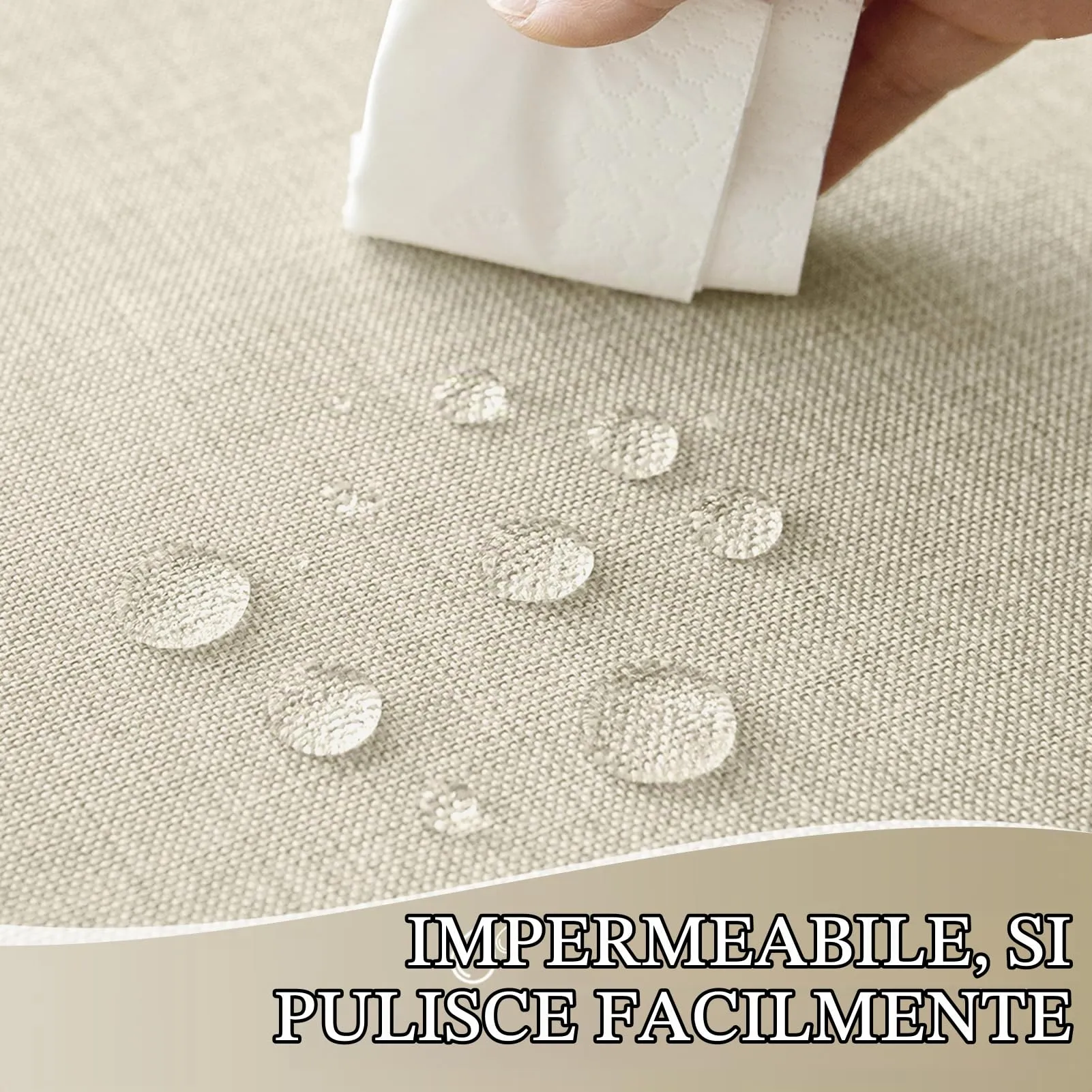 Softalker Tovaglia rettangolare in lino sintetico, impermeabile e antimacchia, 152,4 x 213,4 cm, Grigio - immagine 2