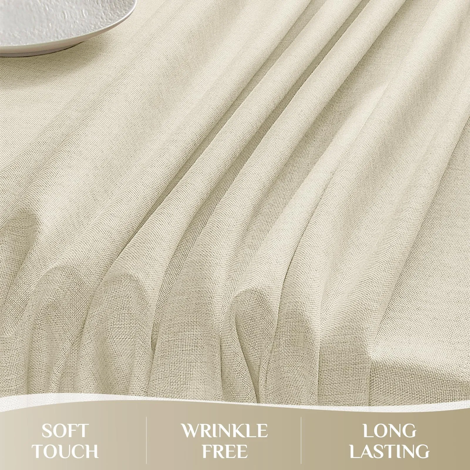 Softalker Tovaglia rettangolare in lino sintetico, impermeabile e antimacchia, 152,4 x 213,4 cm, Grigio - immagine 3