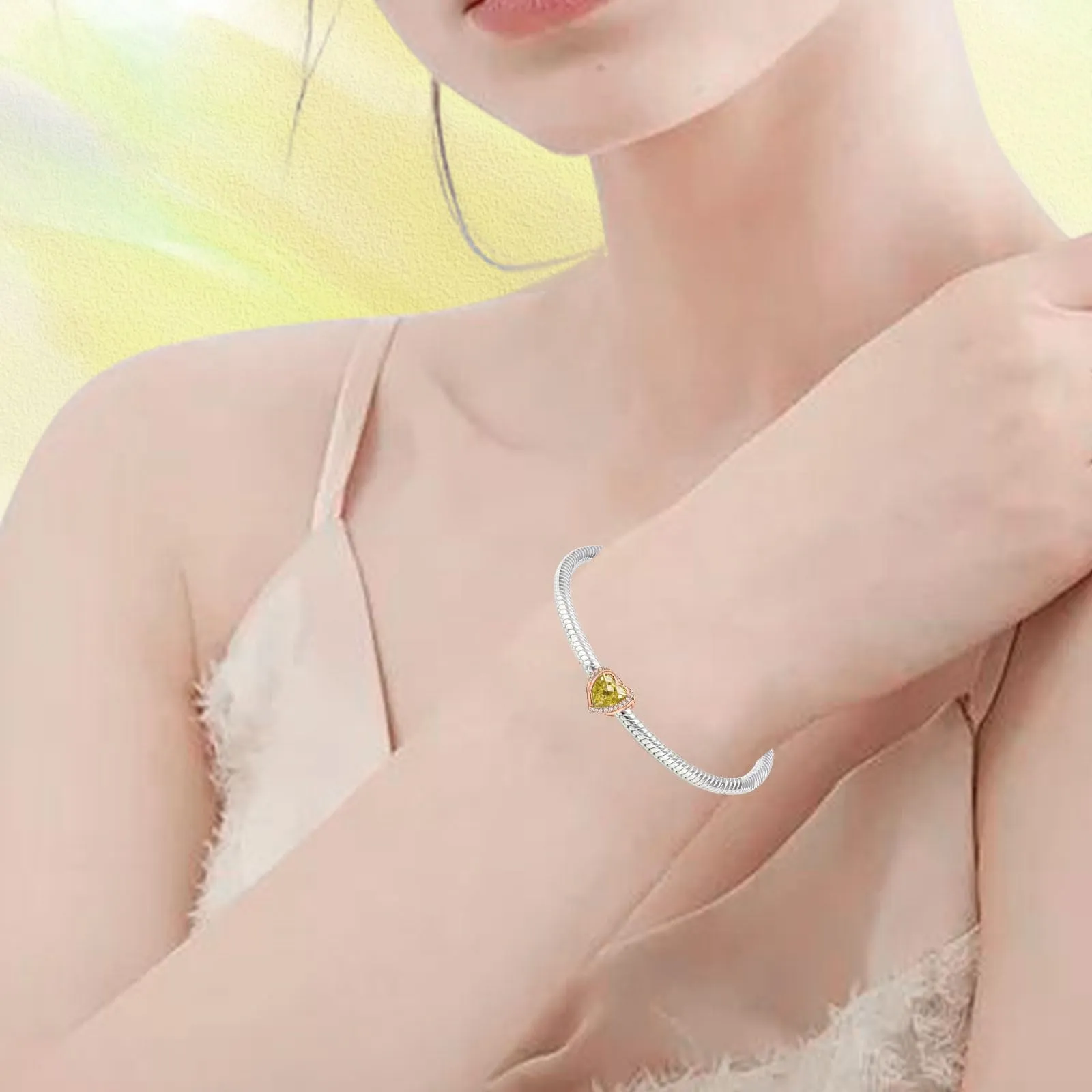 NINGAN Ciondolo Cuore con Ali d'Angelo in Argento Sterling 925 e Pietra Portafortuna - immagine 5