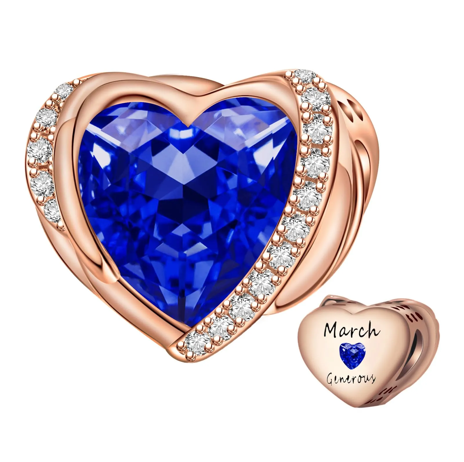 NINGAN Ciondoli Ali d'Angelo Cuore in Argento Sterling 925 con Pietra Portafortuna e Perla - immagine 1
