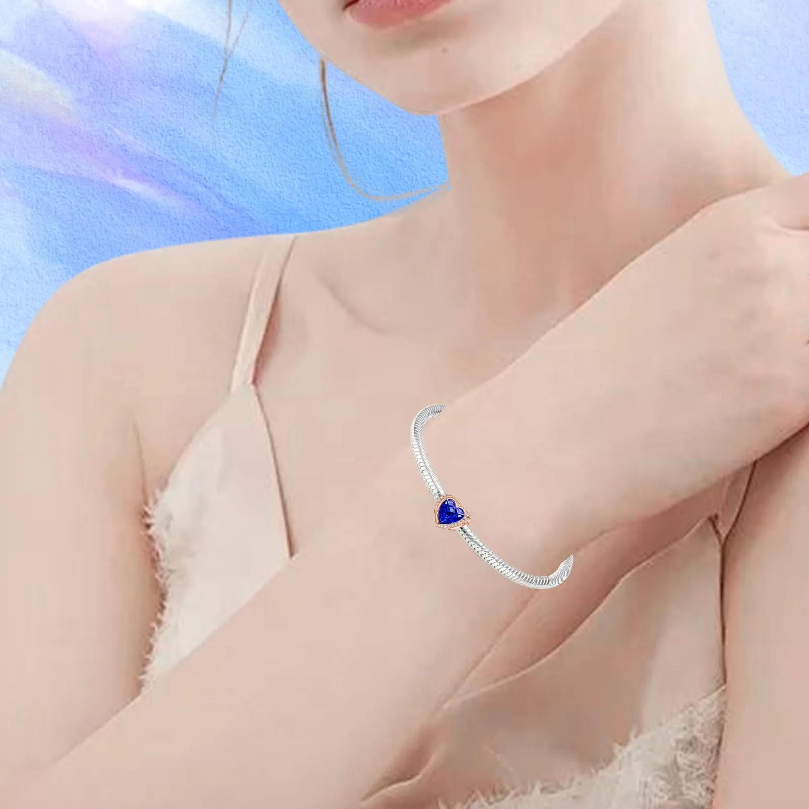 NINGAN Ciondoli Ali d'Angelo Cuore in Argento Sterling 925 con Pietra Portafortuna e Perla - immagine 5