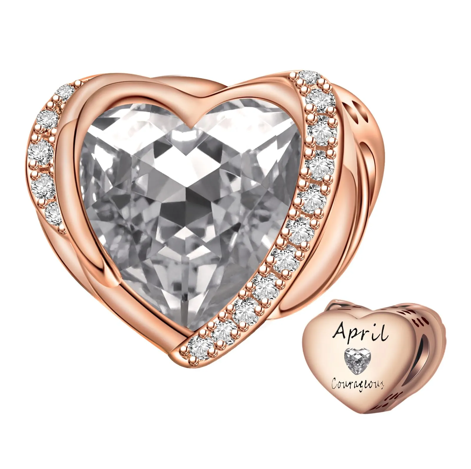 NINGAN Ciondolo Ali d'Angelo con Cuore e Pietra Portafortuna in Argento Sterling 925 - immagine 1